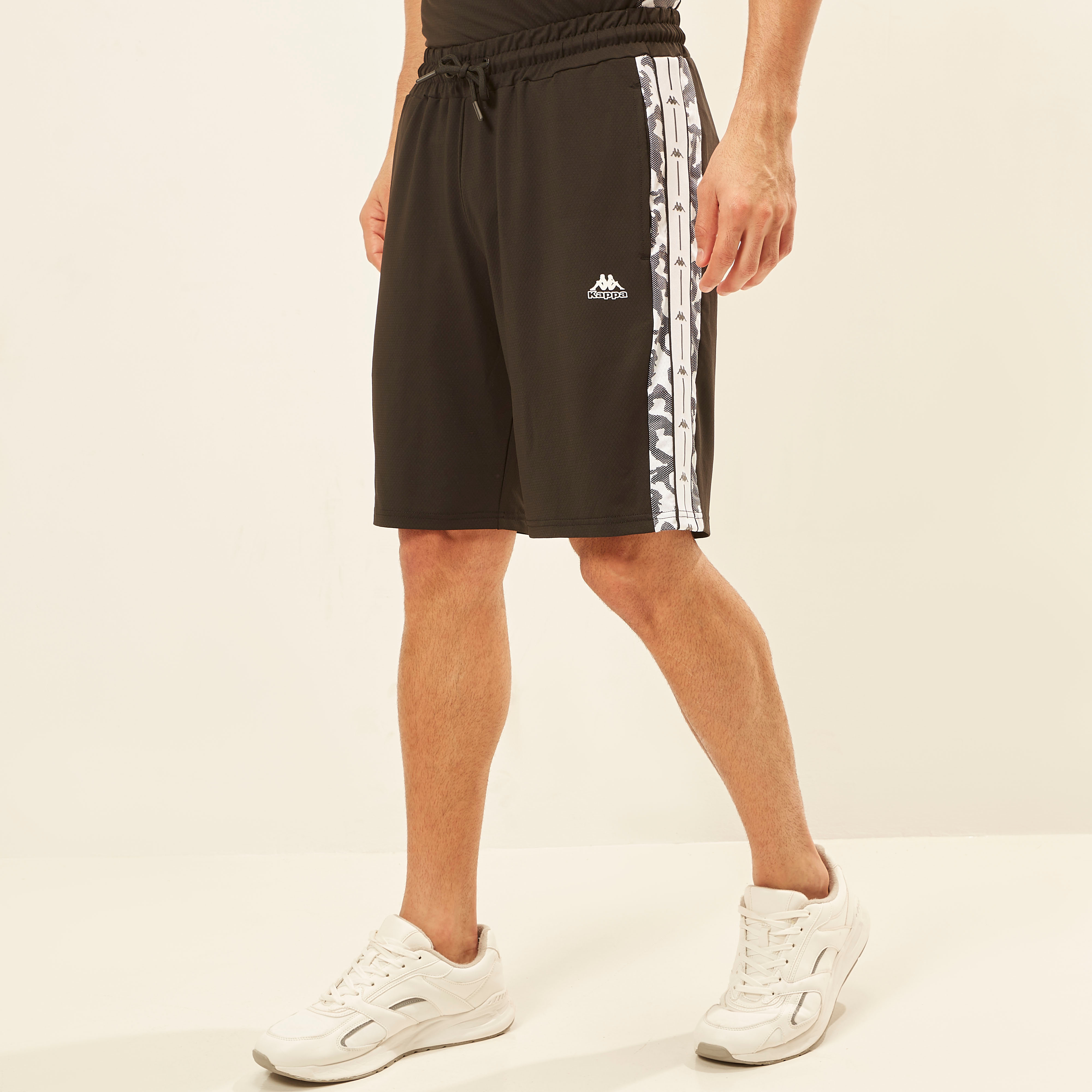 Kappa Panelled Shorts with Drawstring Closure and Pockets-sports-men-clothing-bottoms-image-1