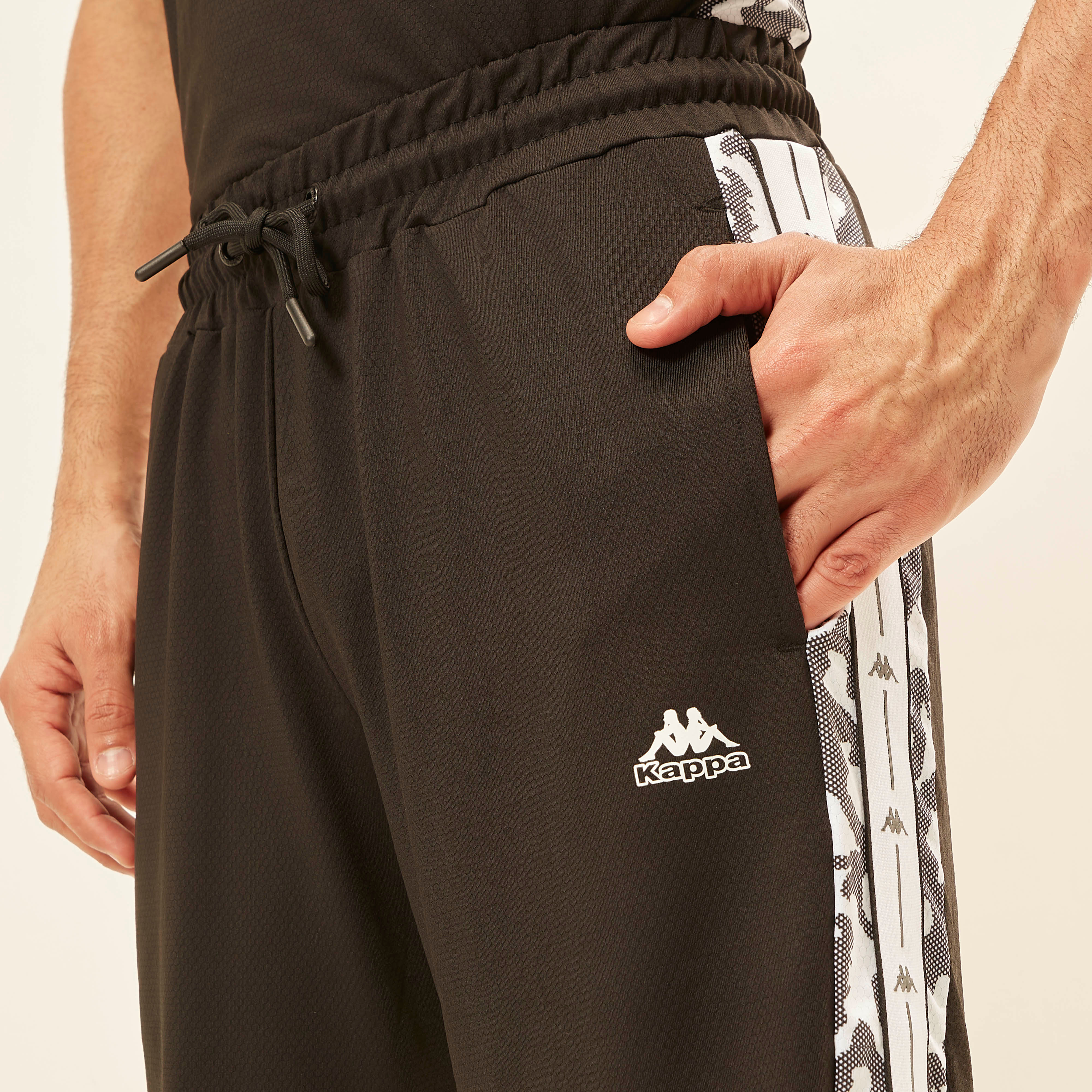 Kappa Panelled Shorts with Drawstring Closure and Pockets-sports-men-clothing-bottoms-image-3