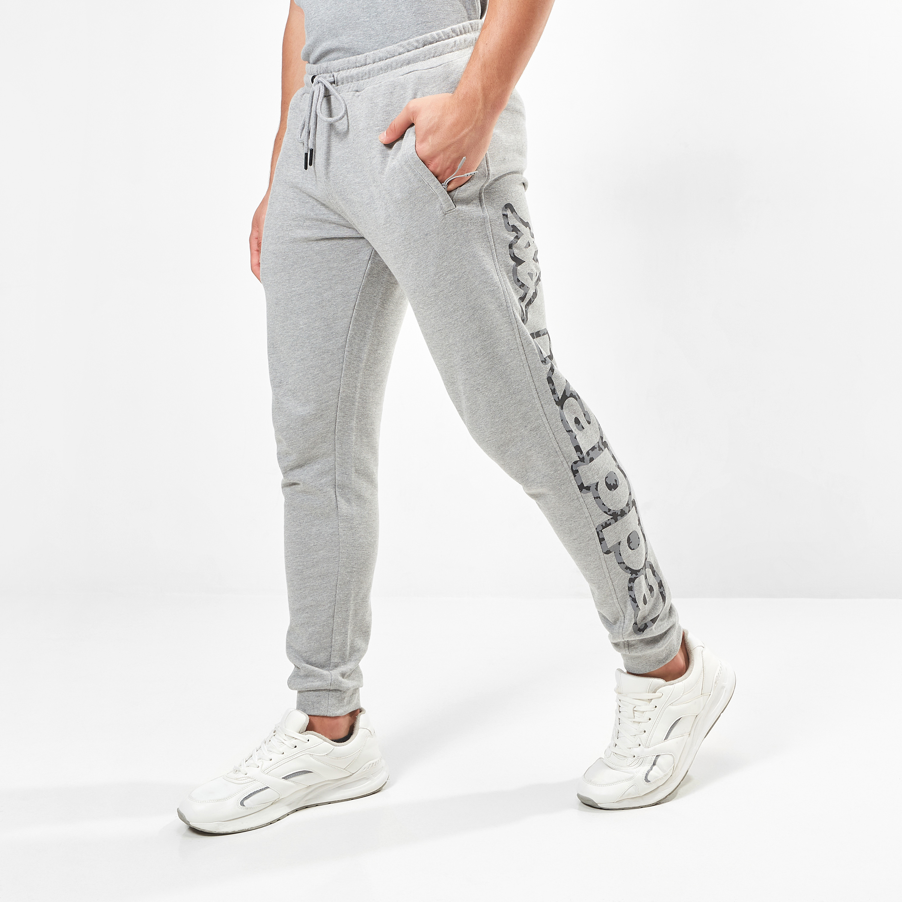 Kappa Logo Print Jog Pants with Drawstring Closure and Pockets-men-clothing-sportswearandactivewear-tracksuits-image-1