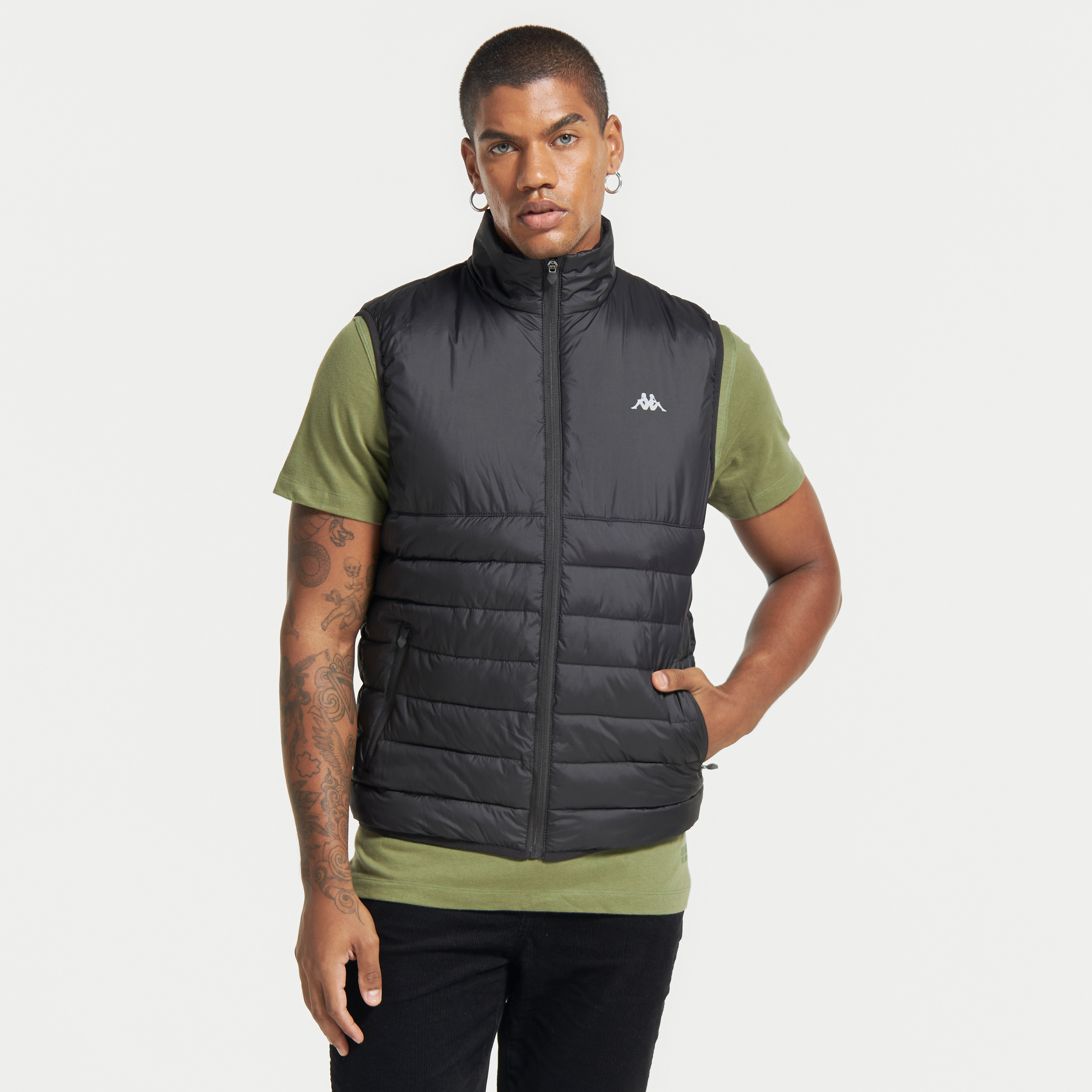 Kappa Solid Sleeveless Puffer Jacket with Pockets-men-clothing-jacketsandblazers-jackets-image-1