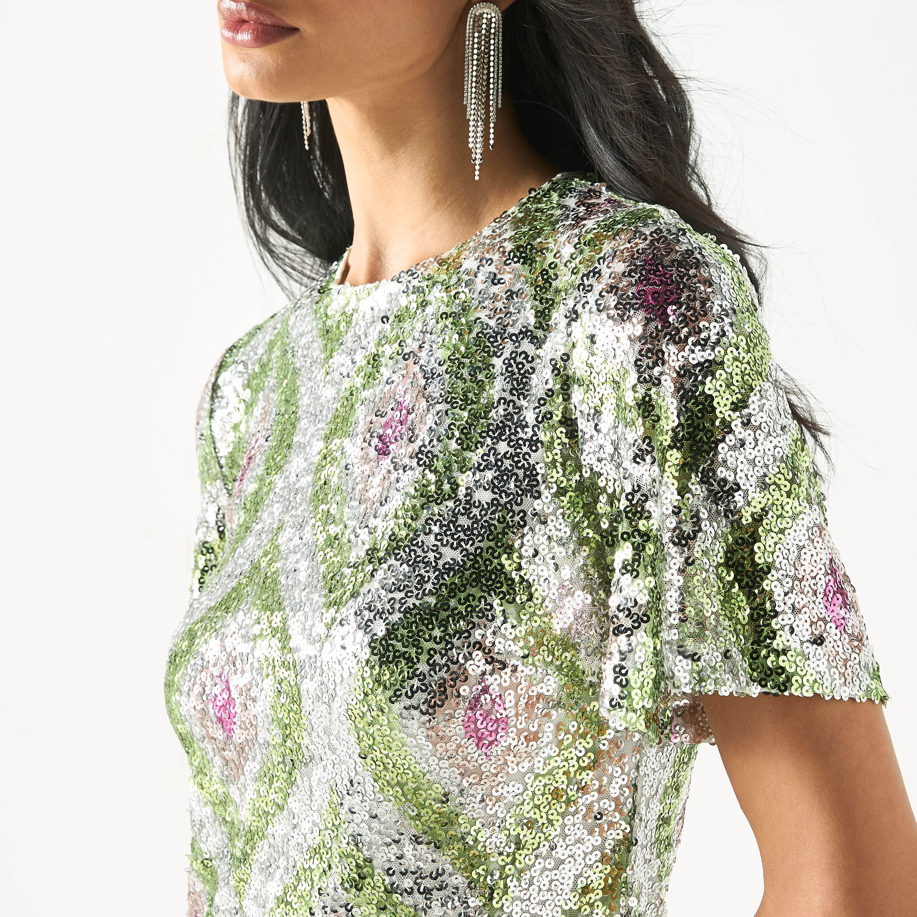 فستان واسع مزين بالترتر بأكمام قصيرة-women-clothing-dresses-image-4