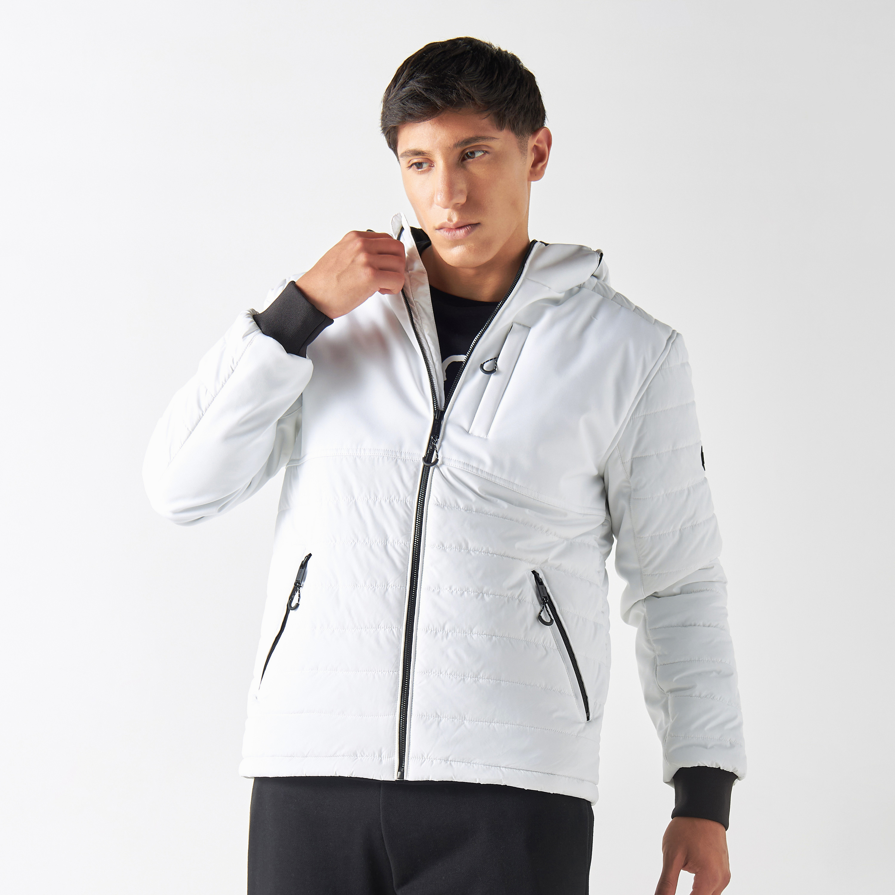 Buy Men s Kappa Zip Through Hooded Puffer Jacket with Pockets Online Centrepoint Bahrain