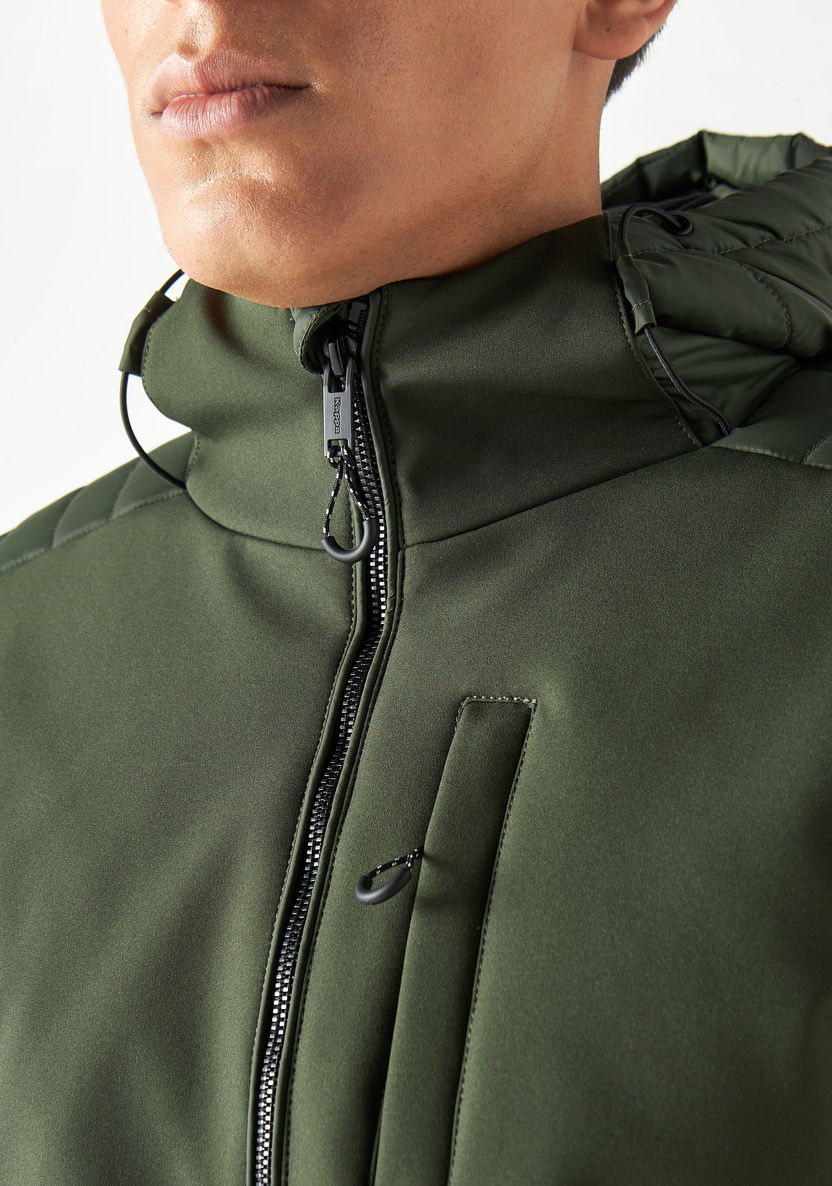 Buy Men's Kappa Solid Zip Through Hooded Puffer Jacket with Pockets ...