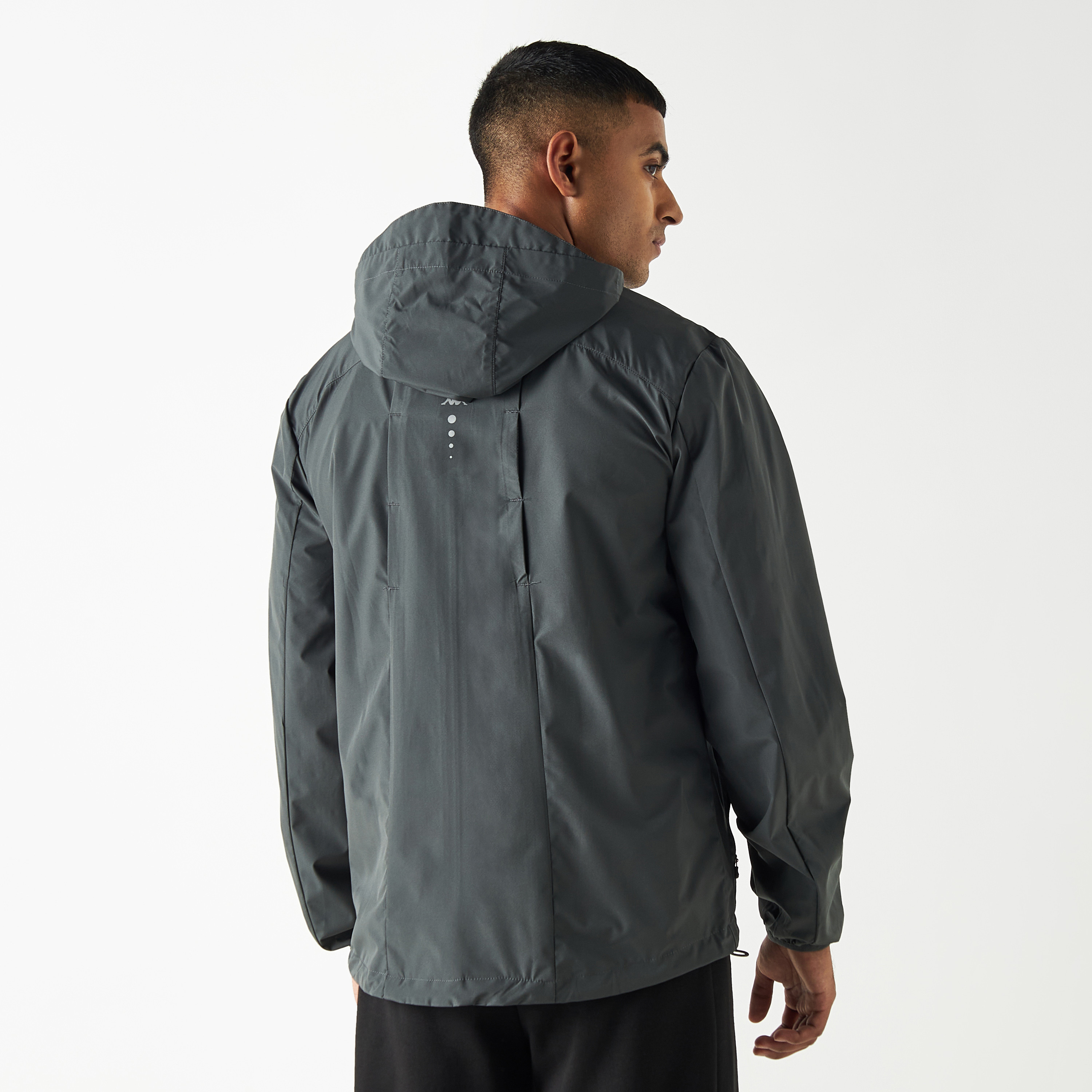 Kappa Logo Detail Zip Through Windshield Jacket with Hood and Pockets-men-clothing-jacketsandblazers-jackets-image-3