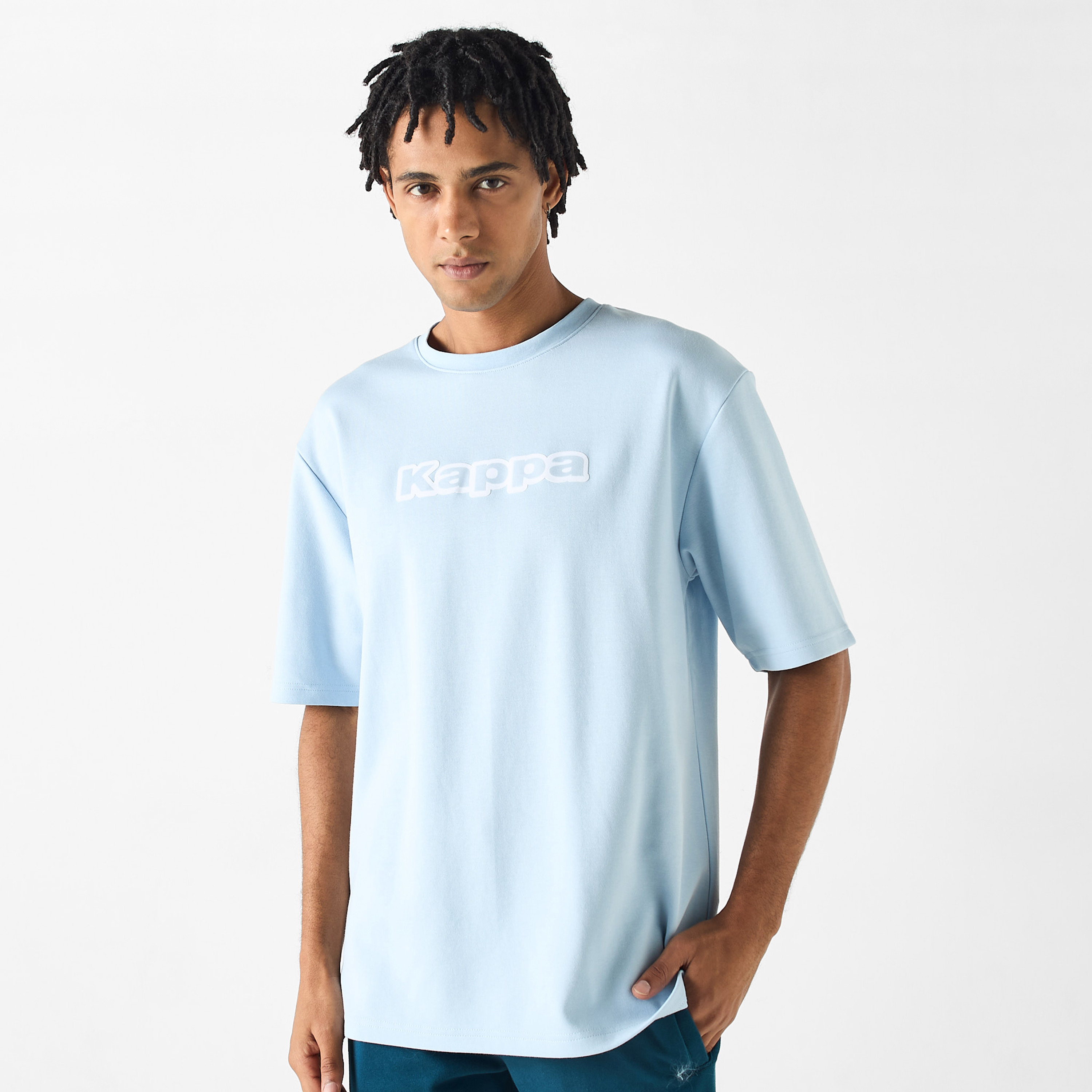 Buy Kappa Logo Print Crew Neck T shirt with Short Sleeves Splash KSA