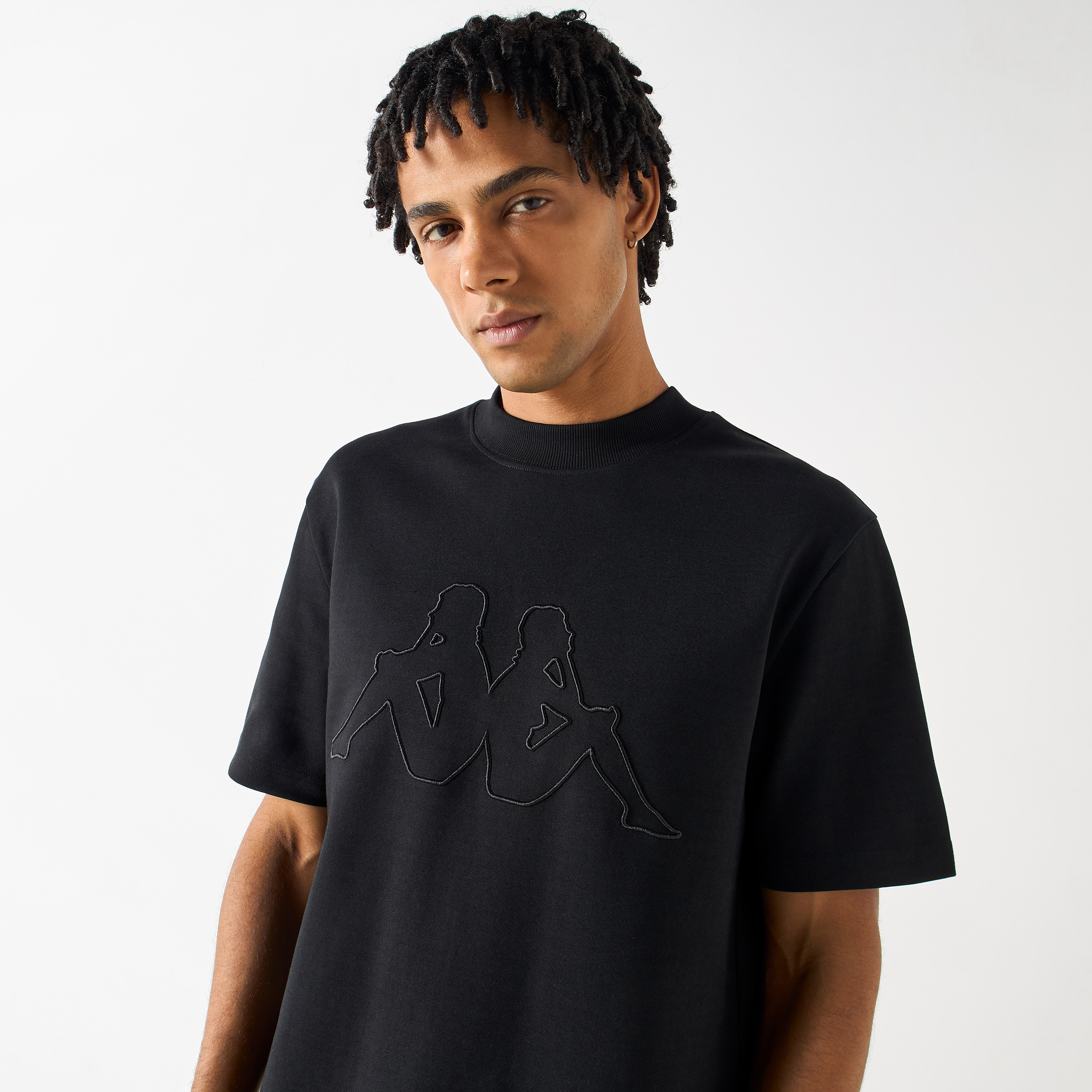 Buy Kappa Logo Embroidered T shirt with Short Sleeves Splash UAE