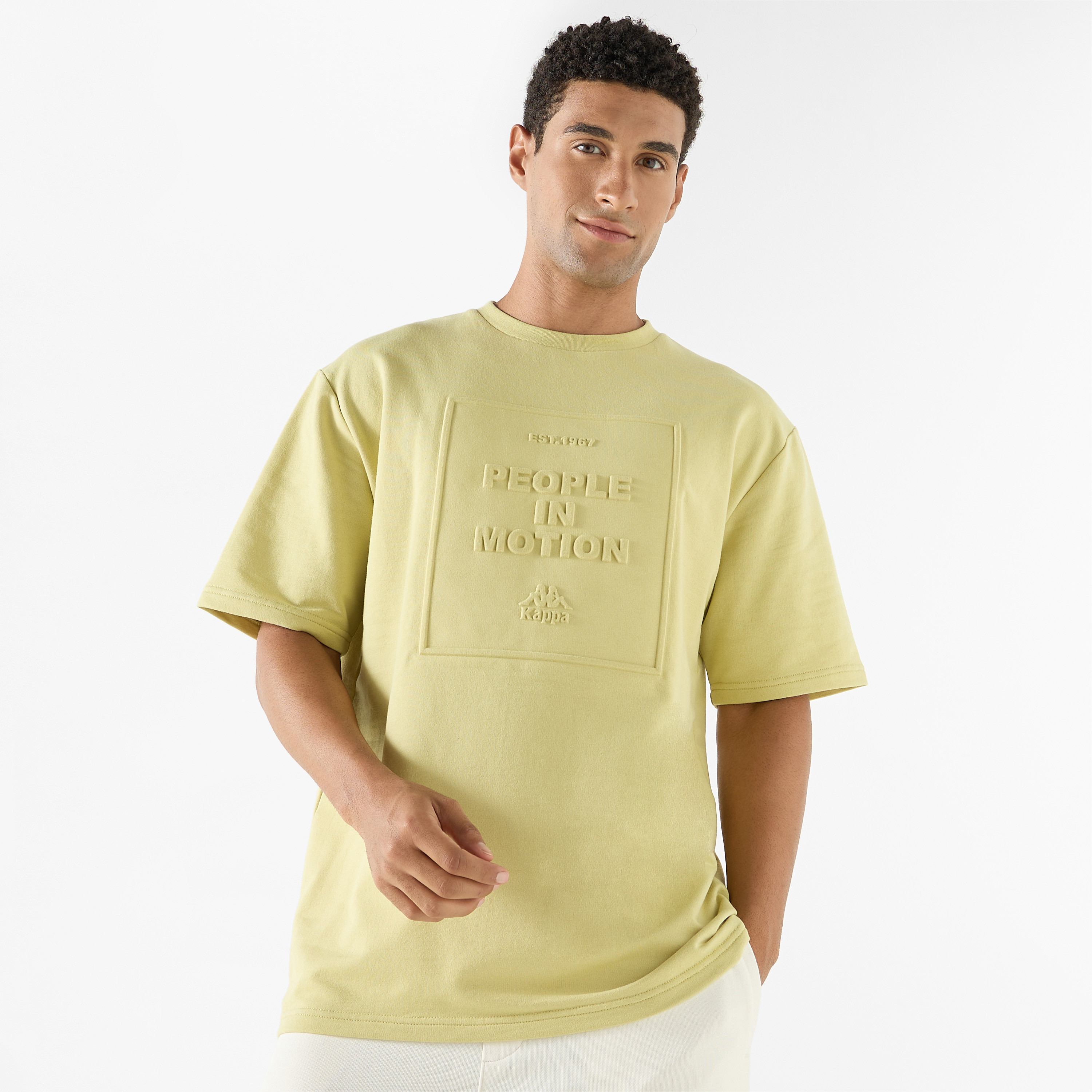 Kappa Embossed Print T-shirt with Crew Neck and Short Sleeves-men-clothing-sportswearandactivewear-tshirtsandpolos-image-1