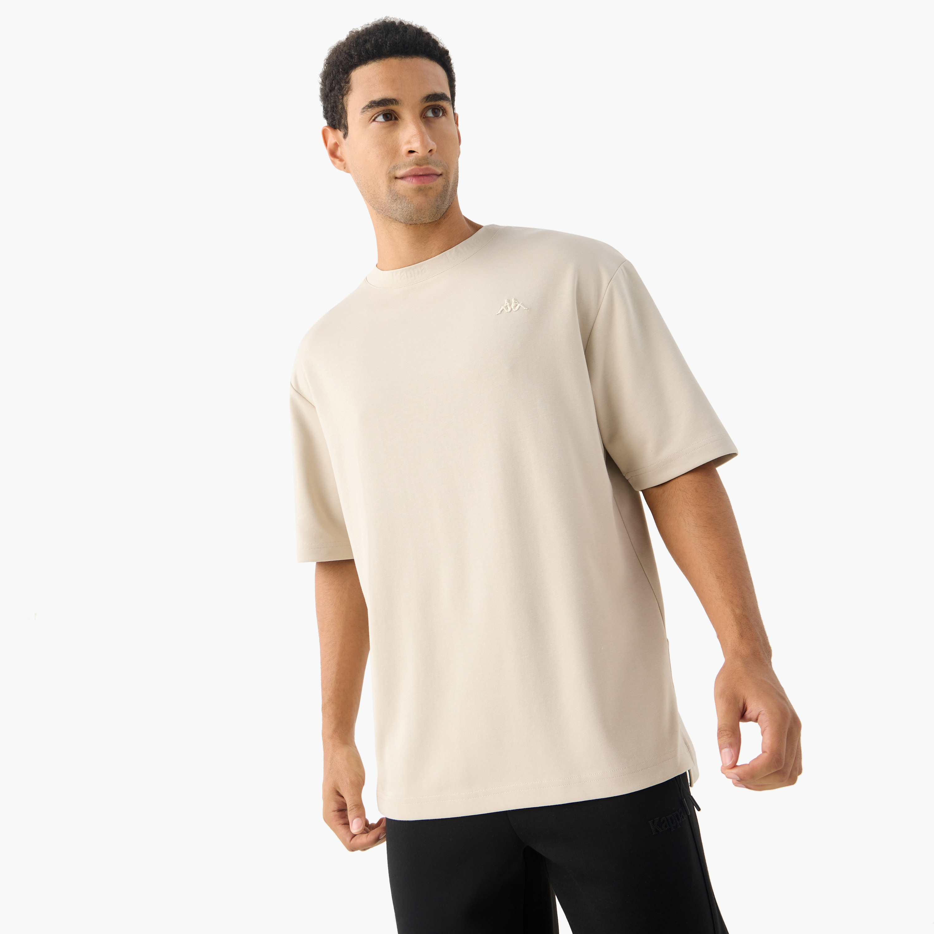 Shop Kappa Logo Embroidered Crew Neck T-shirt with Short