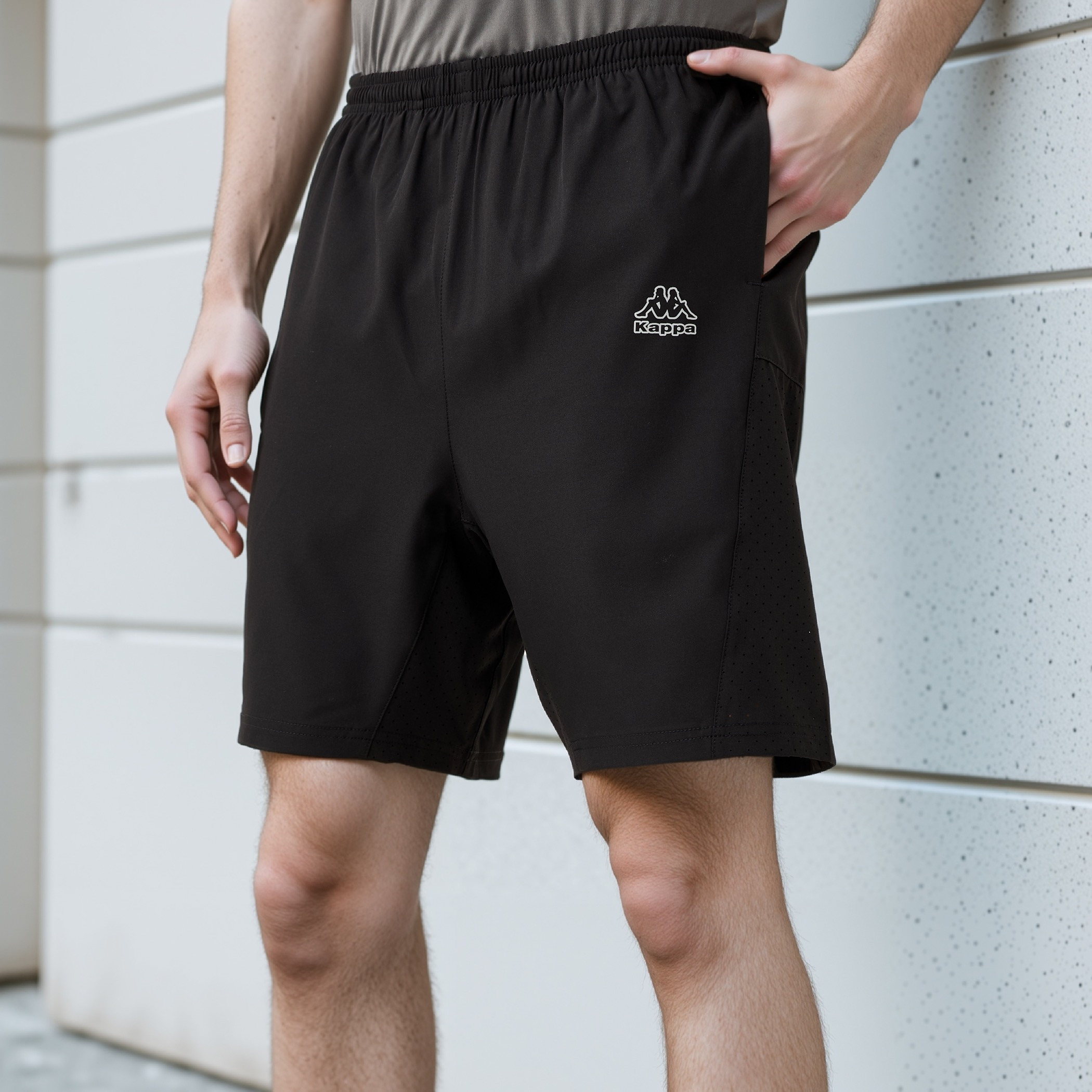 Kappa Logo Print Shorts with Mesh Accent-men-clothing-bottoms-shorts-image-1