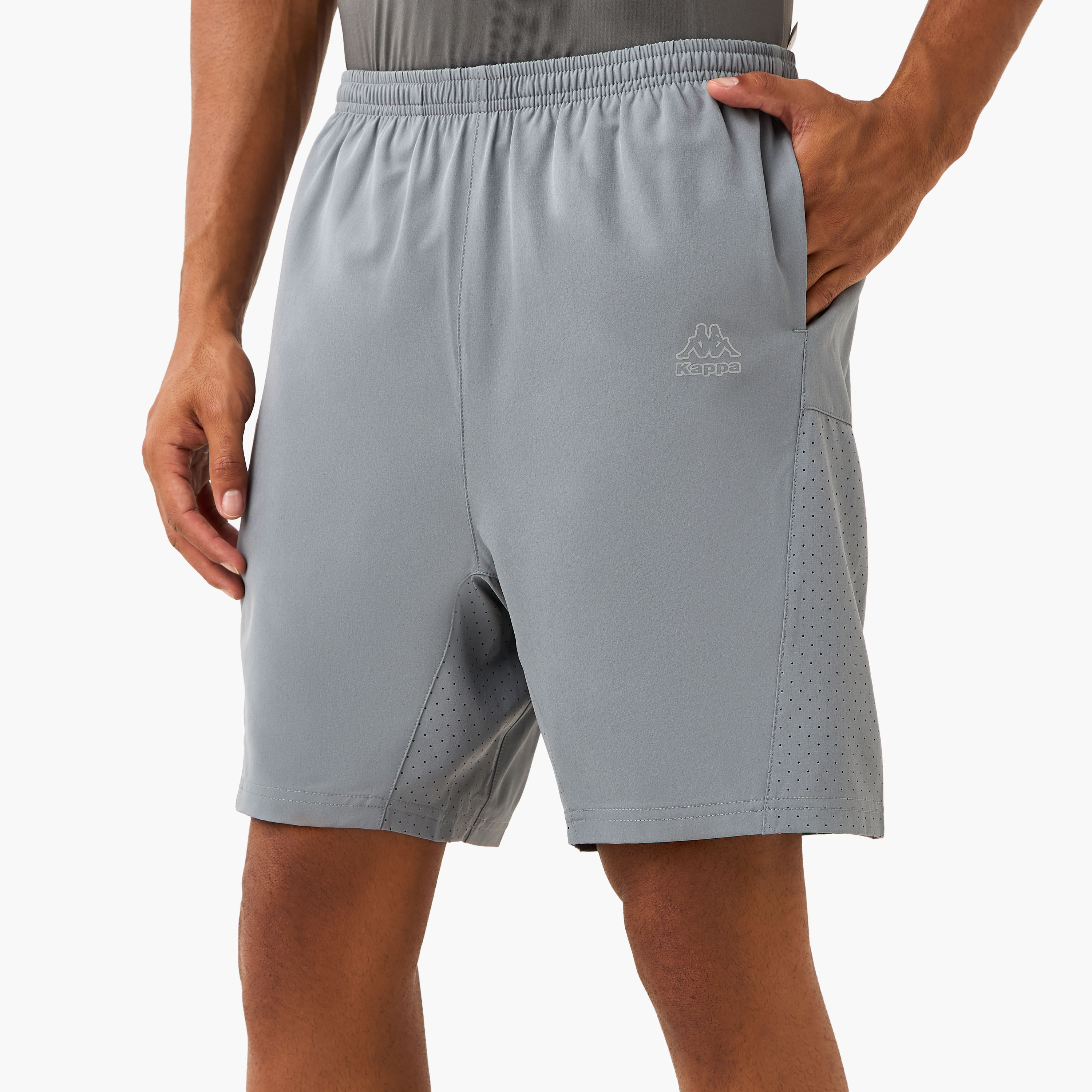 Kappa Logo Print Shorts with Mesh Accent-men-clothing-bottoms-shorts-image-1
