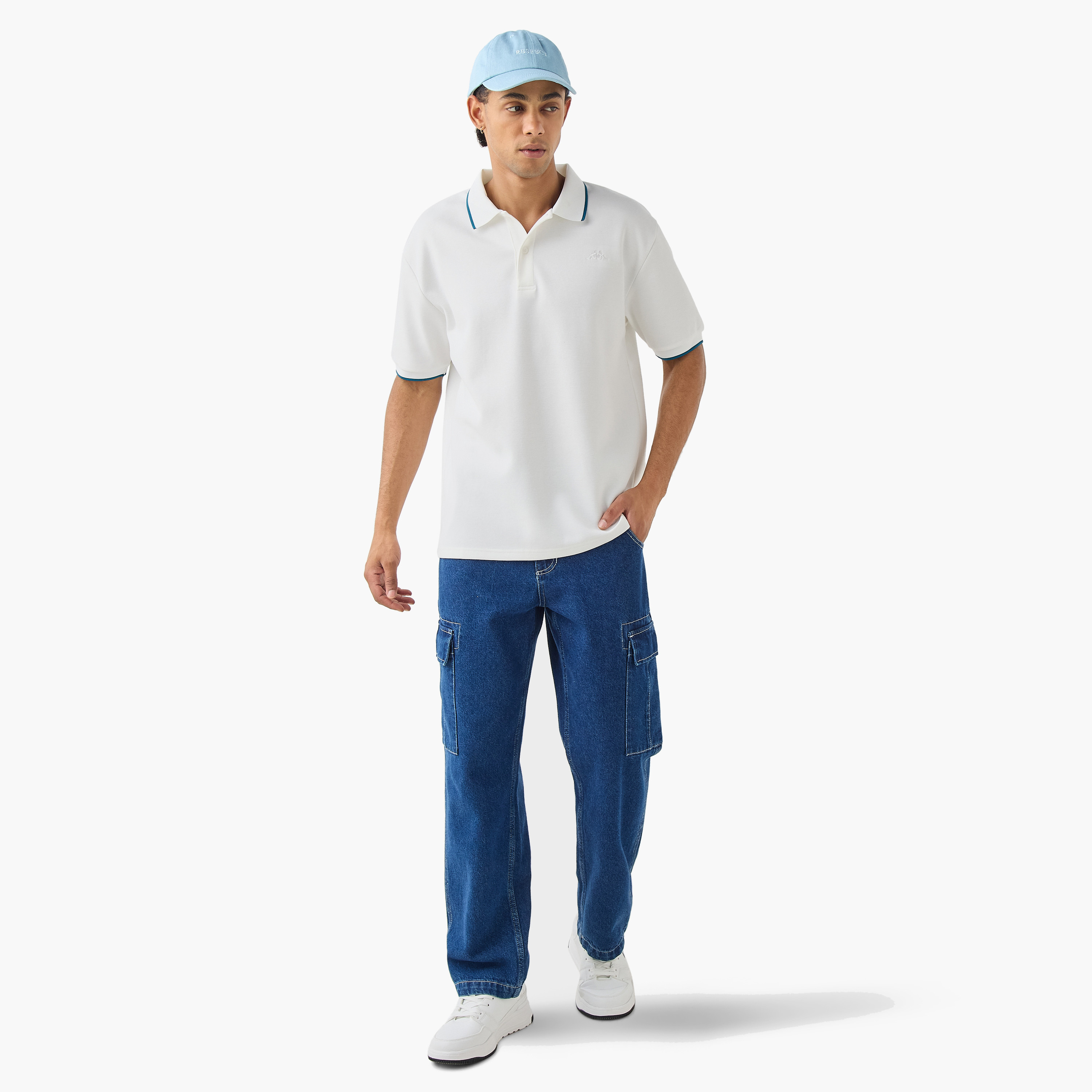 تيشيرت بولو بتطريز شعار وأكمام قصيرة من كابا-men-clothing-tshirtsandpolos-polos-image-2