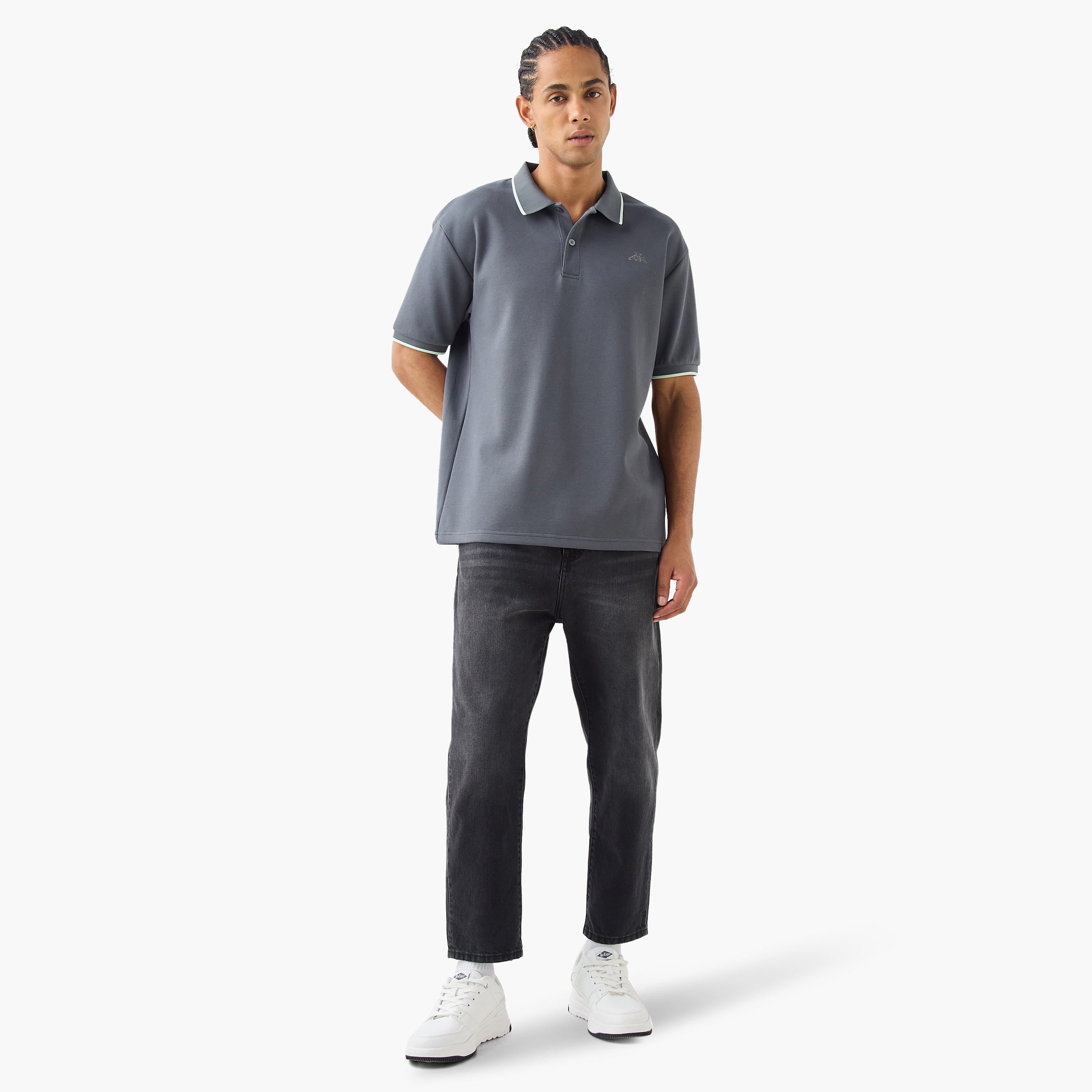 Kappa Logo Embroidered Polo T-shirt with Short Sleeves-men-clothing-tshirtsandpolos-polos-image-2
