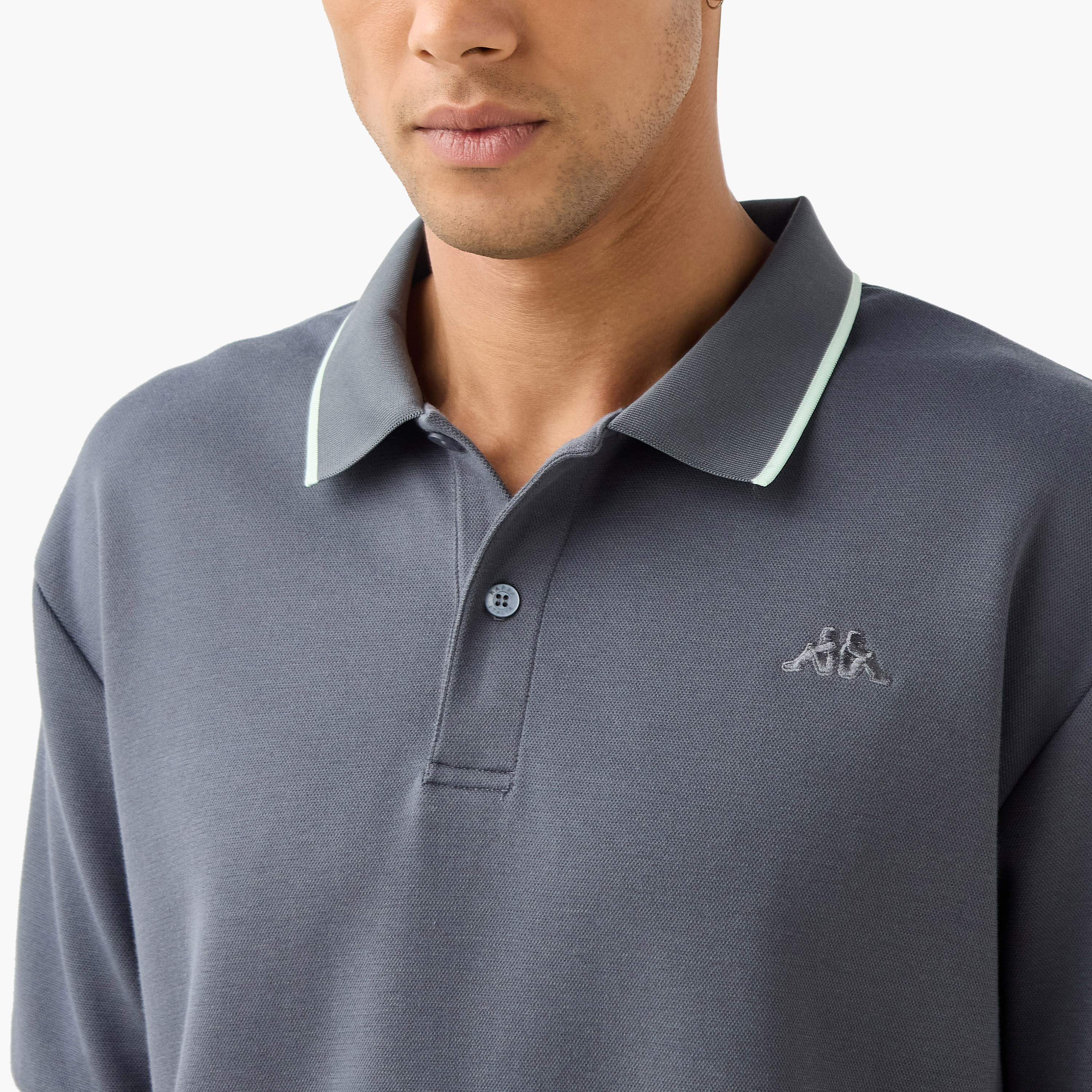 Kappa Logo Embroidered Polo T-shirt with Short Sleeves-men-clothing-tshirtsandpolos-polos-image-4
