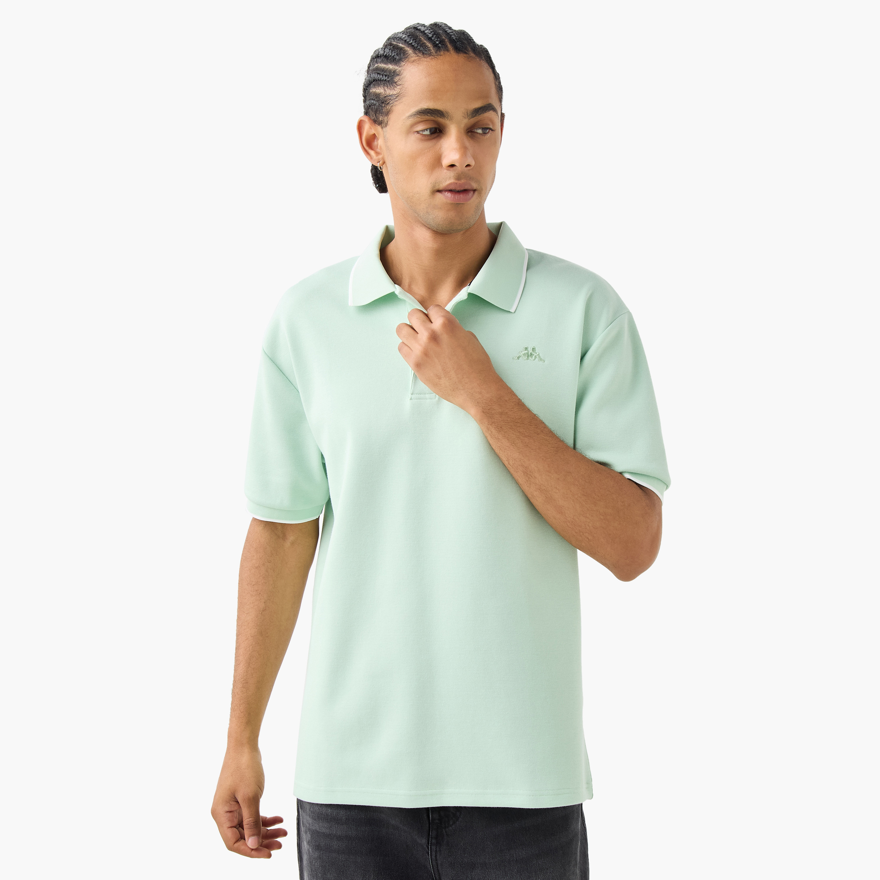 Kappa Logo Embroidered Polo T-shirt with Short Sleeves-men-clothing-tshirtsandpolos-polos-image-2