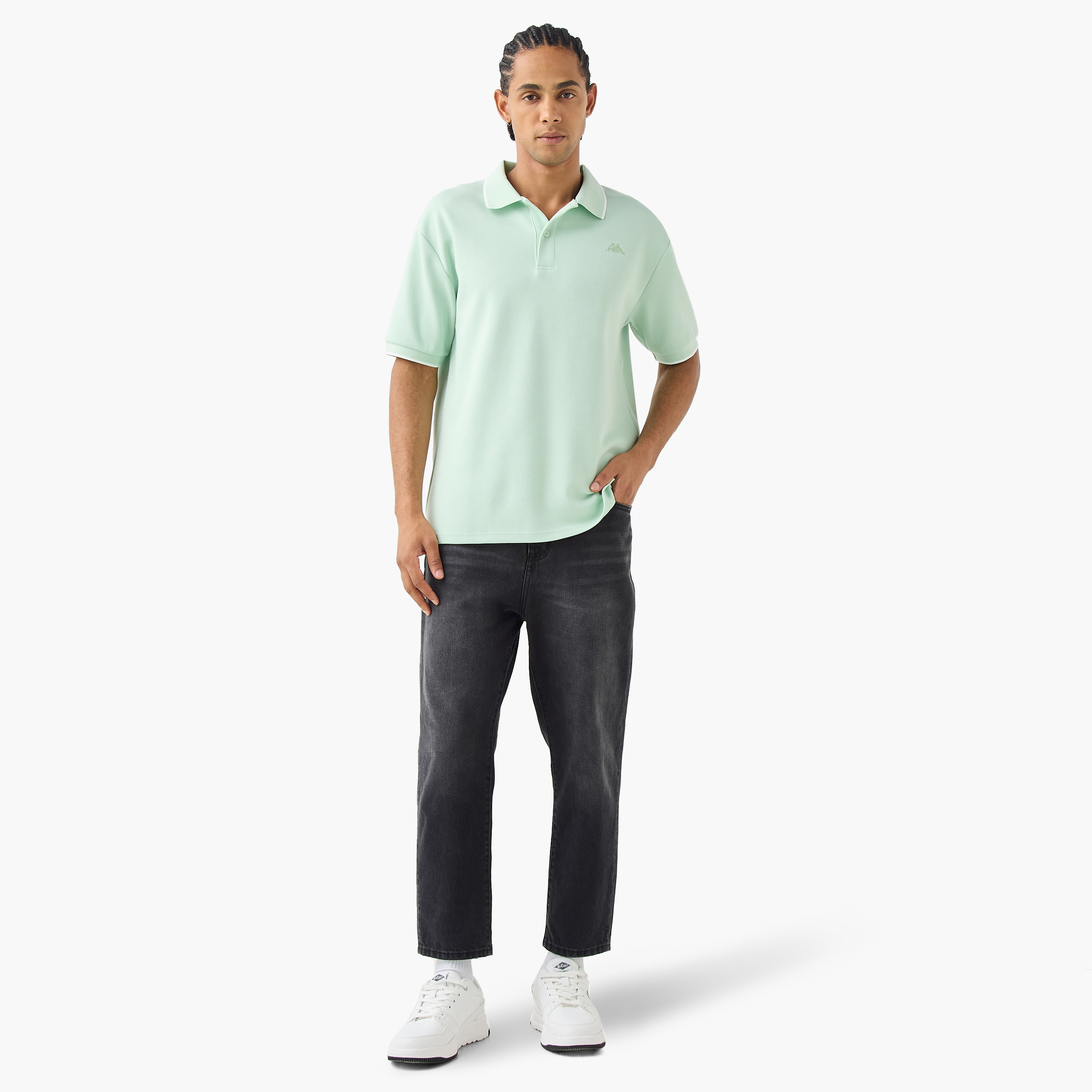 Kappa Logo Embroidered Polo T-shirt with Short Sleeves-men-clothing-tshirtsandpolos-polos-image-3