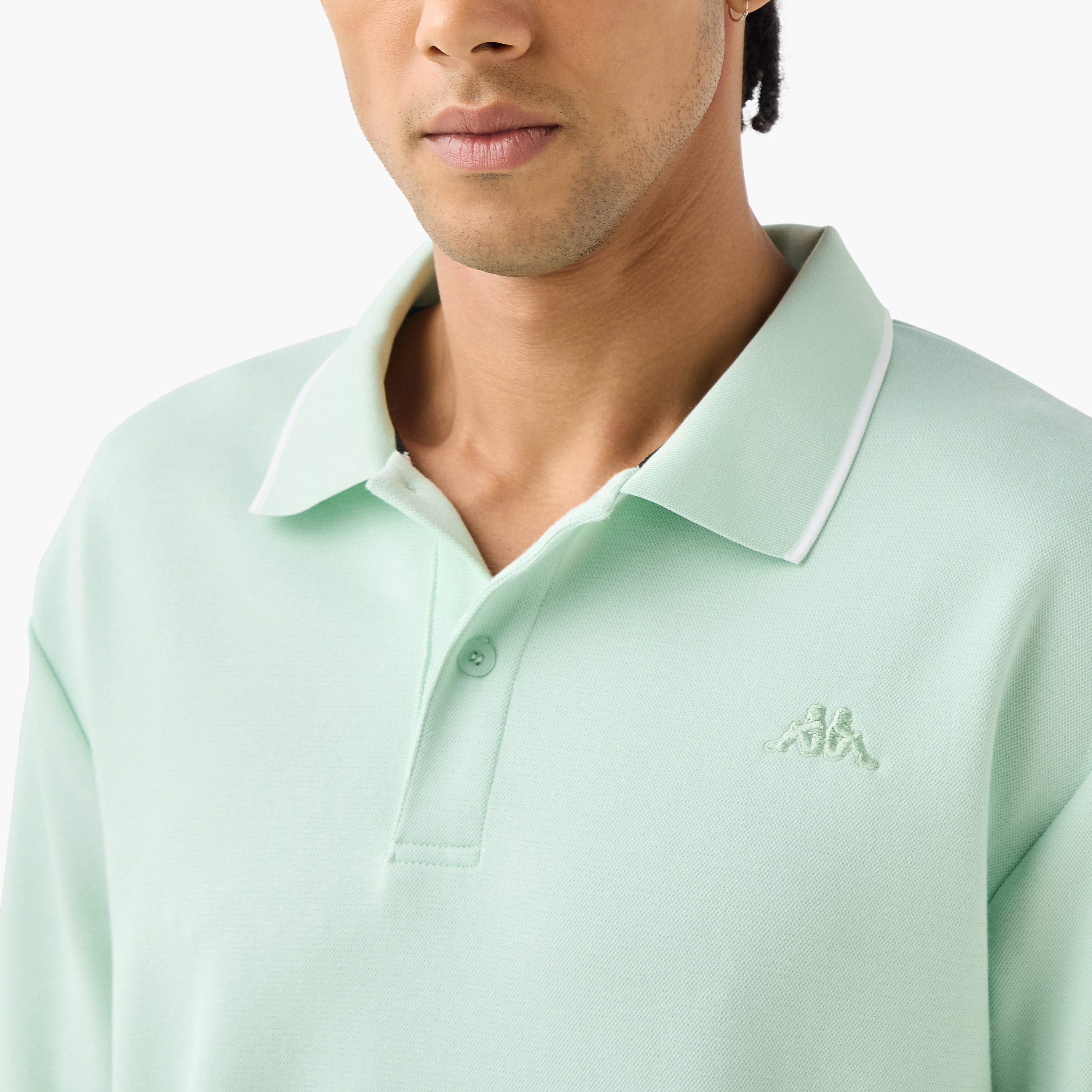 Kappa Logo Embroidered Polo T-shirt with Short Sleeves-men-clothing-tshirtsandpolos-polos-image-6