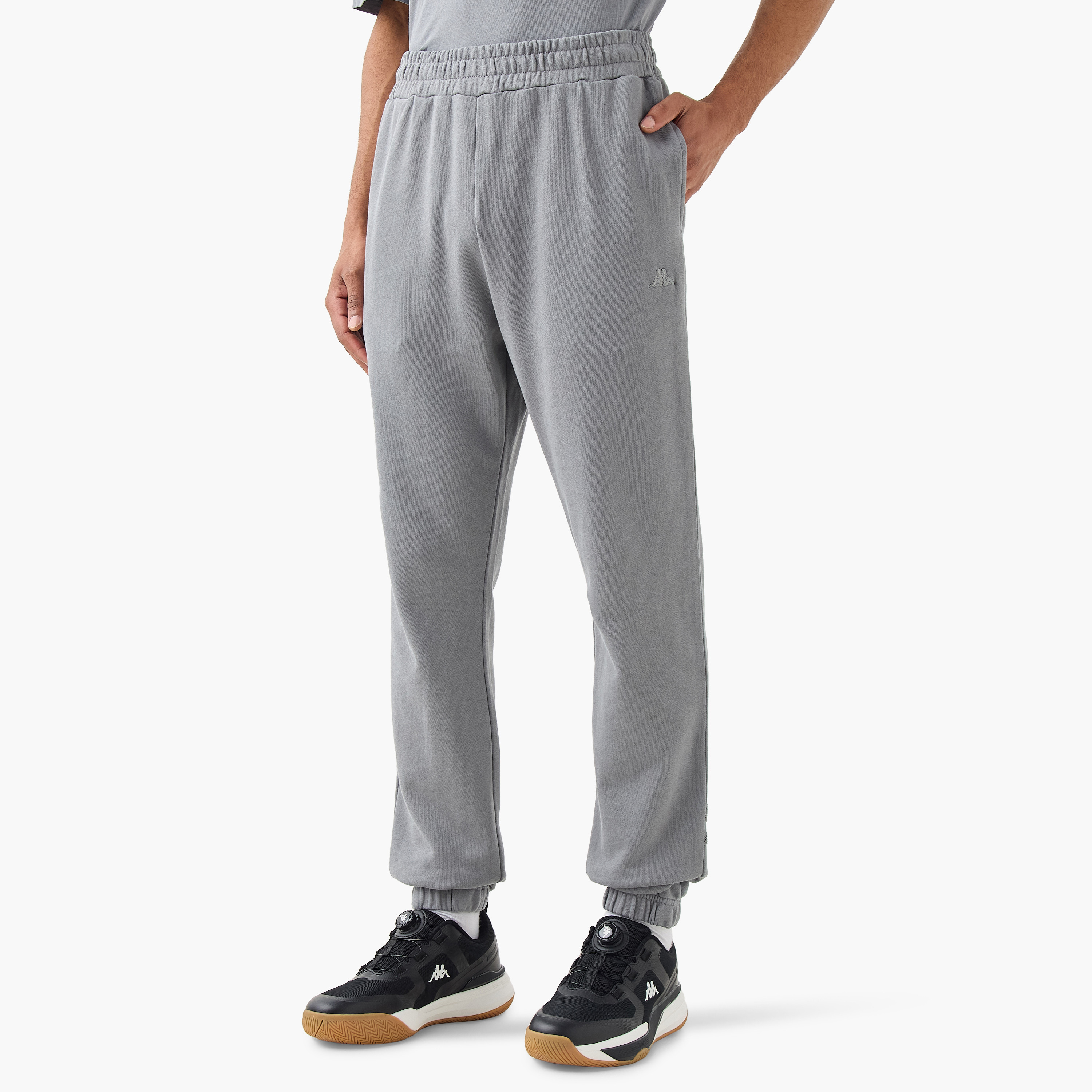 Kappa Logo Embroidered Joggers with Piping Detail and Pockets-men-clothing-sportswearandactivewear-bottoms-joggers-image-1