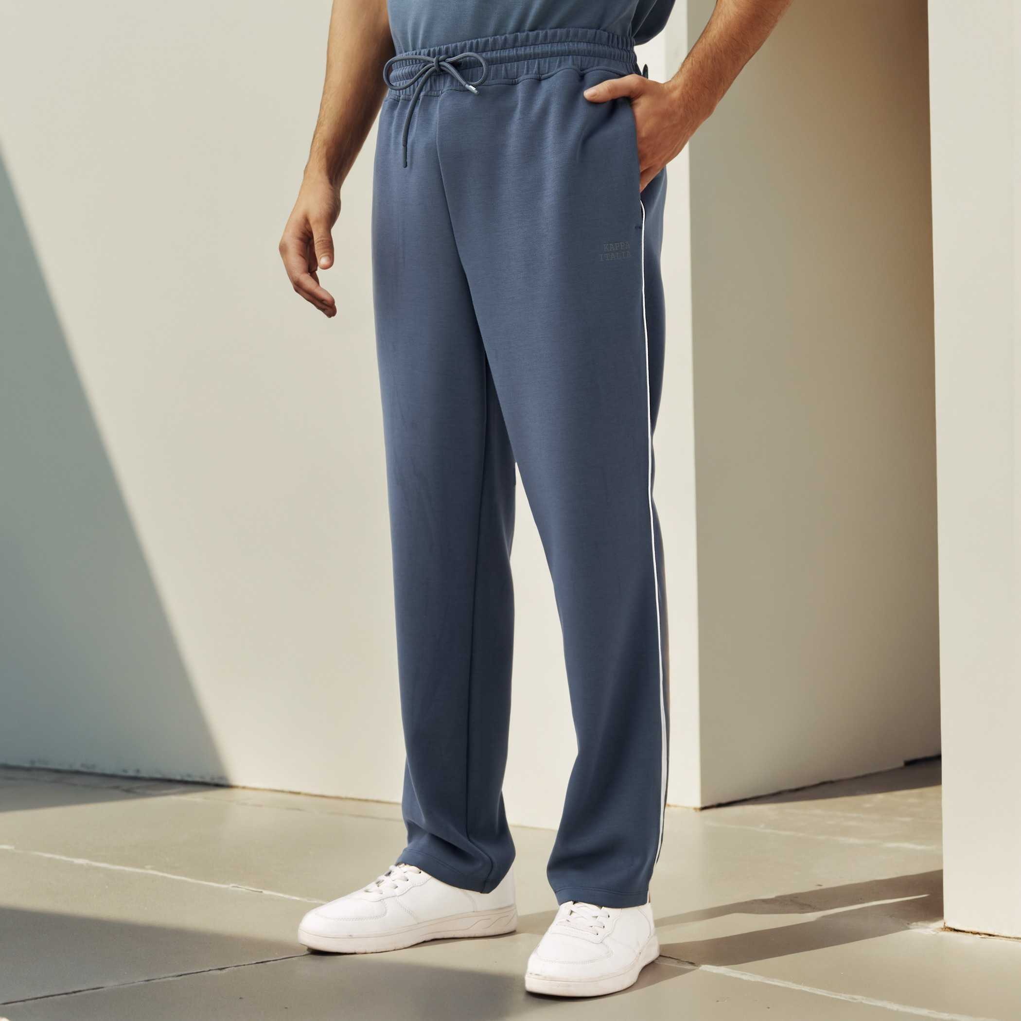 Kappa Printed Track Pants with Drawstring Closure and Pockets-men-clothing-sportswearandactivewear-bottoms-joggers-image-1