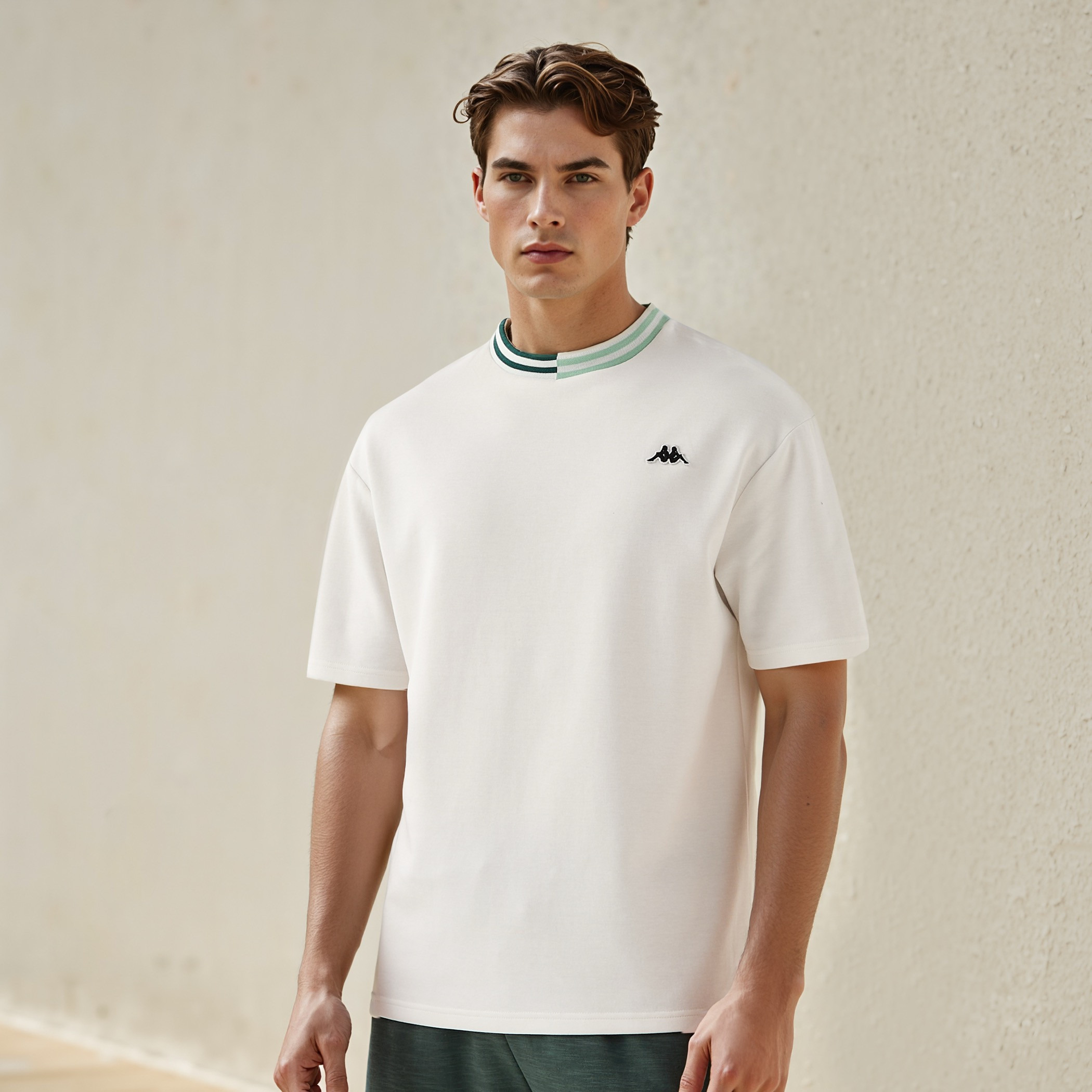 Kappa Logo Print T-shirt with Contrast Trim-men-clothing-tshirtsandpolos-tshirts-image-1