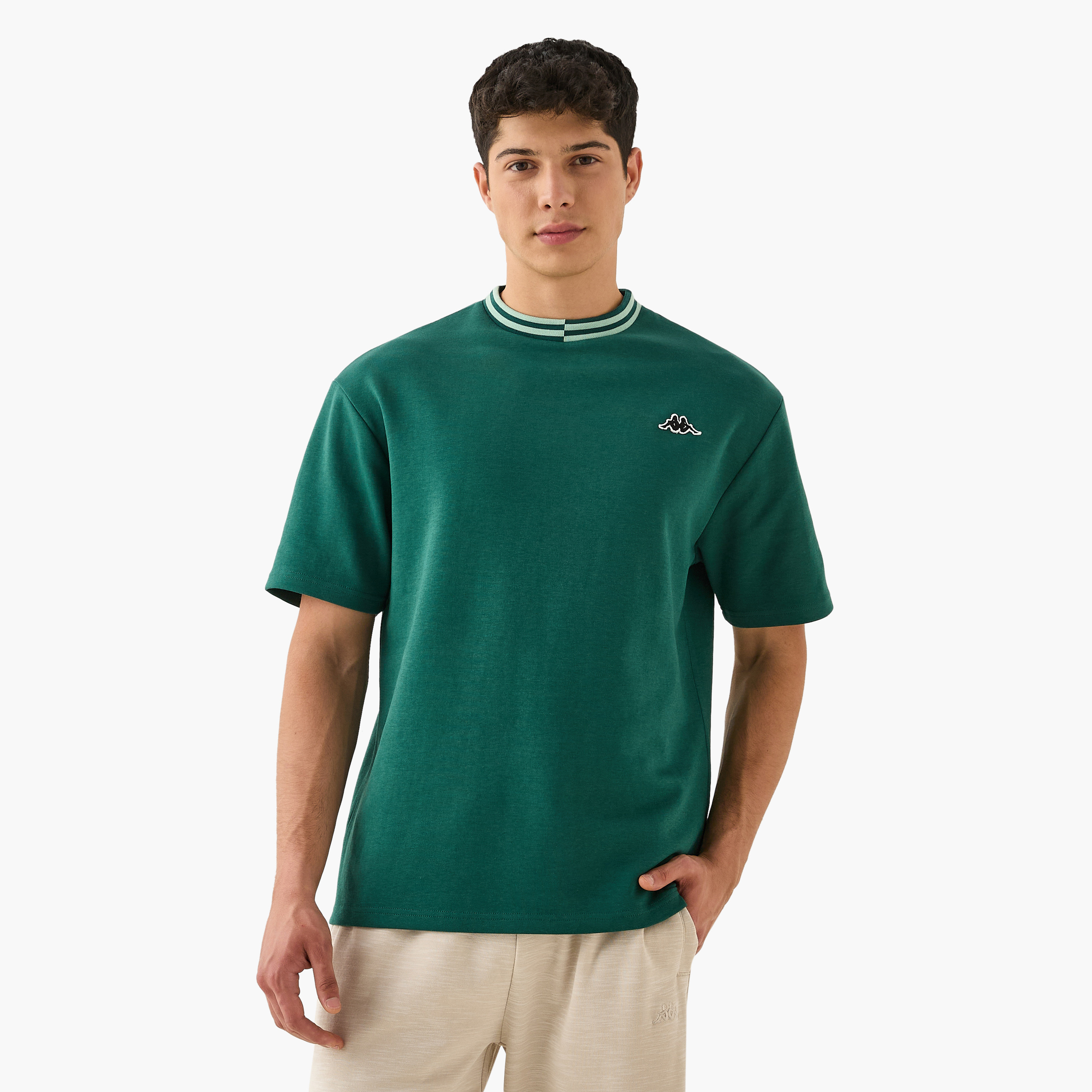 Kappa Logo Print T-shirt with Contrast Trim-men-clothing-tshirtsandpolos-tshirts-image-1