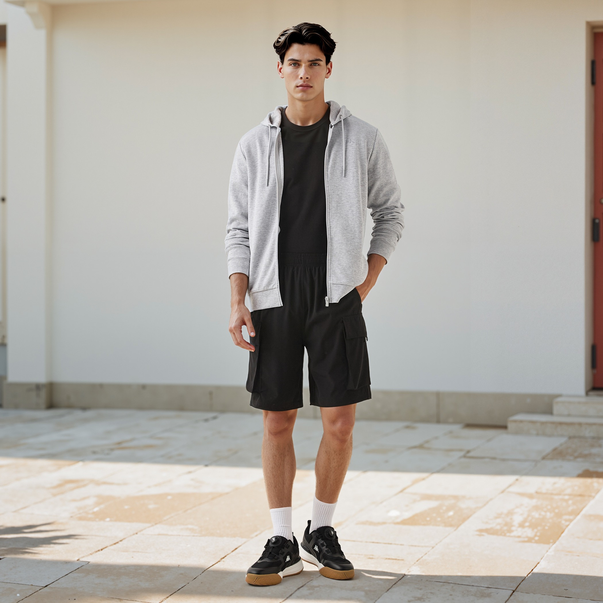 شورت كارجو بخصر مطاطي وطبعات شعار من كابا-men-clothing-bottoms-shorts-image-2