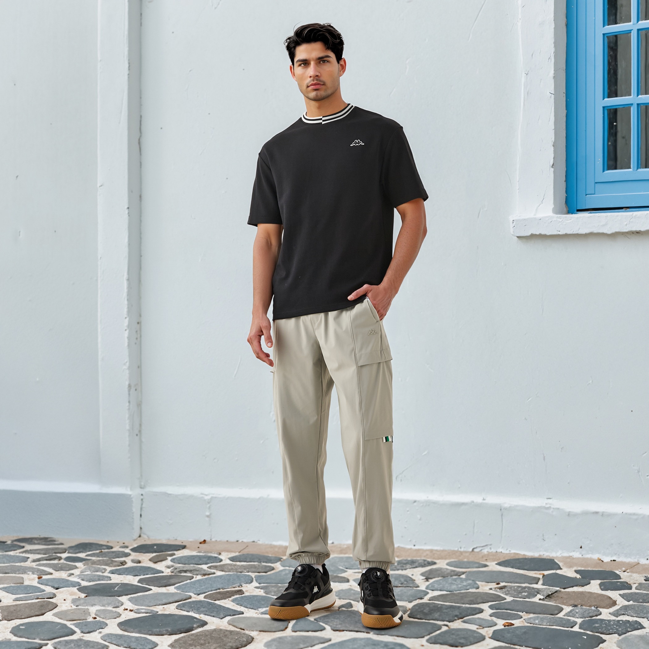 Kappa Logo Print T-shirt with Contrast Trim-men-clothing-sportswearandactivewear-tshirtsandpolos-image-2