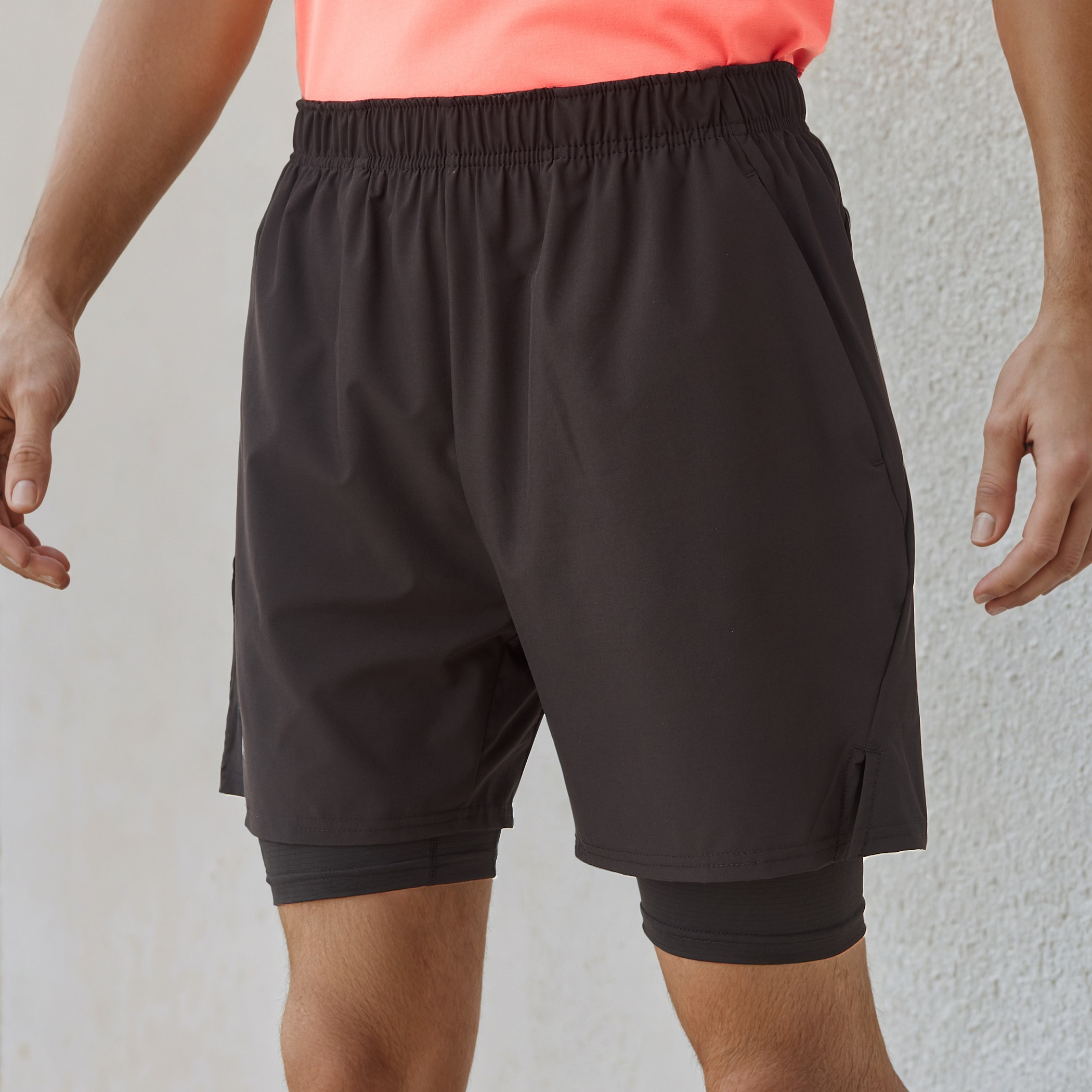 Kappa Logo Print Running Shorts with Inner Shorts-men-clothing-bottoms-shorts-image-1