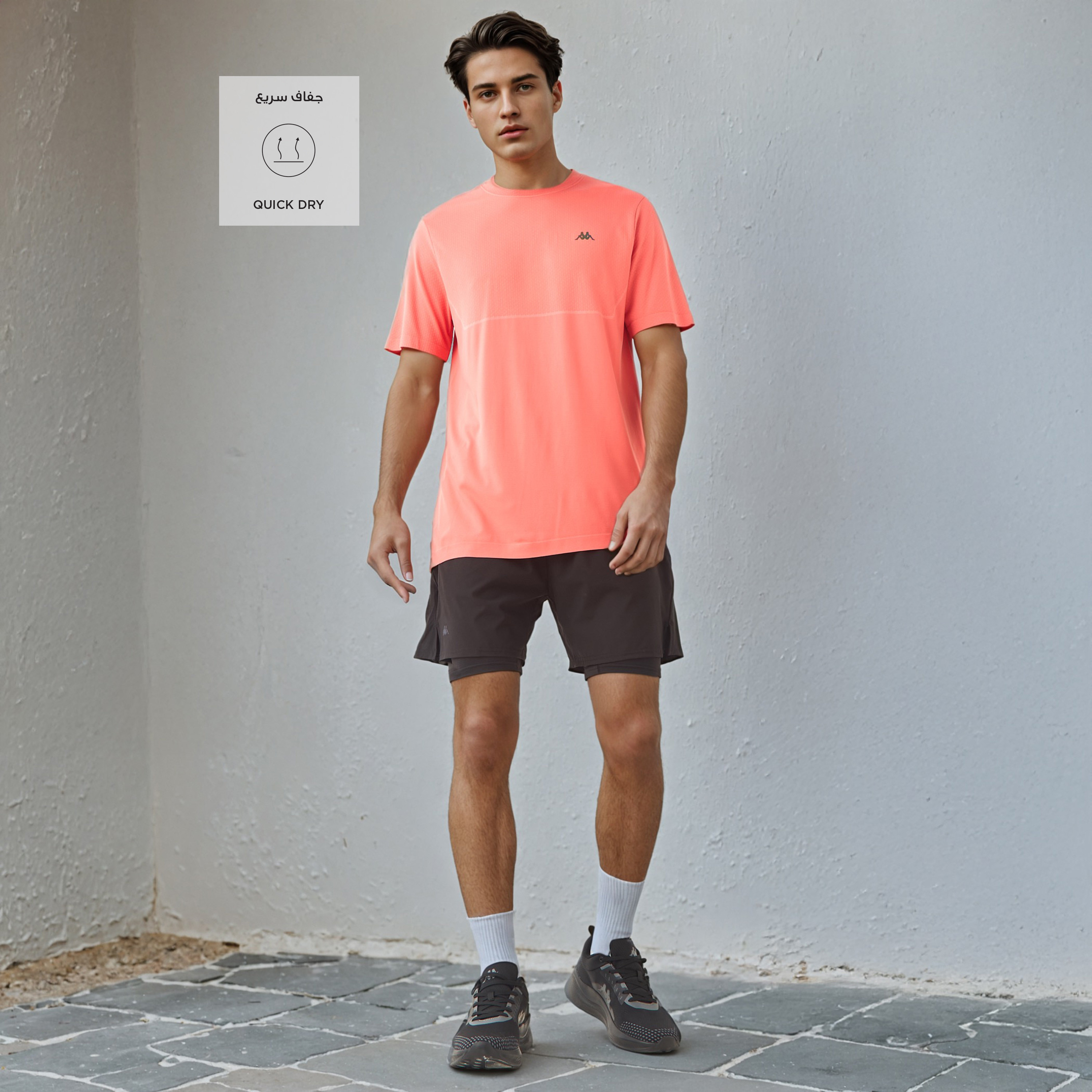 Kappa Logo Print Running Shorts with Inner Shorts-men-clothing-bottoms-shorts-image-2