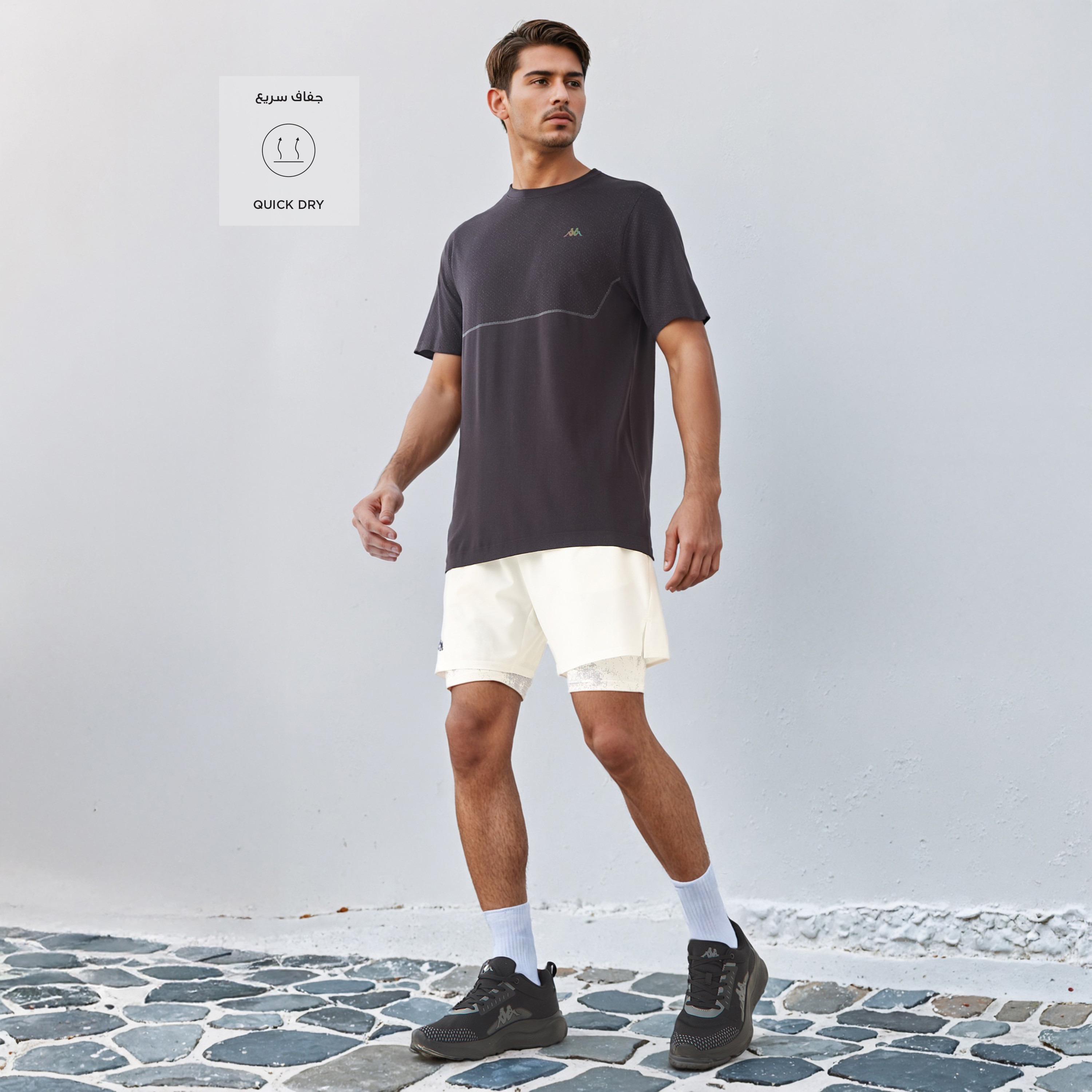 Kappa Logo Print Running Shorts with Inner Shorts-men-clothing-bottoms-shorts-image-2
