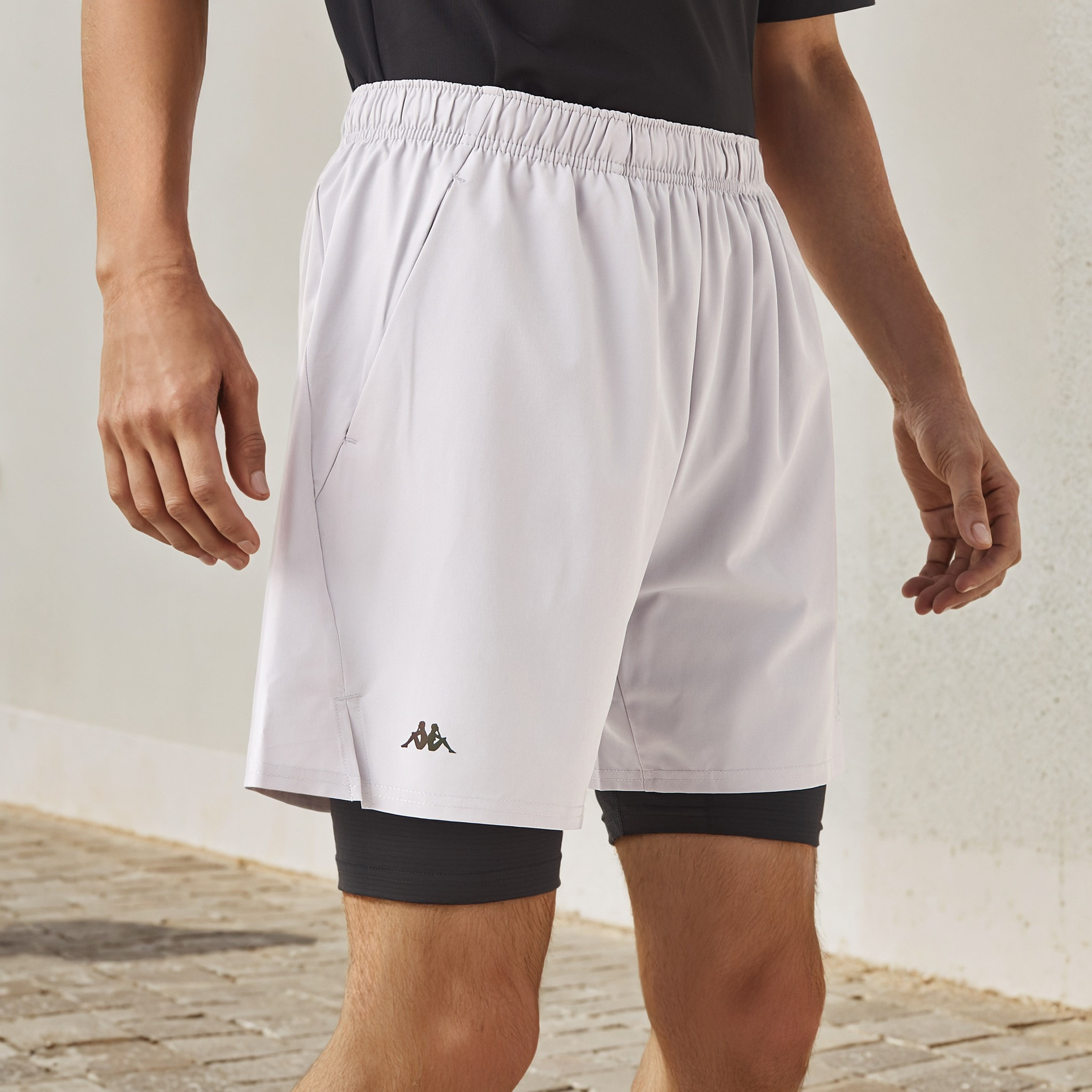 Kappa Logo Print Running Shorts with Inner Shorts-men-clothing-bottoms-shorts-image-1