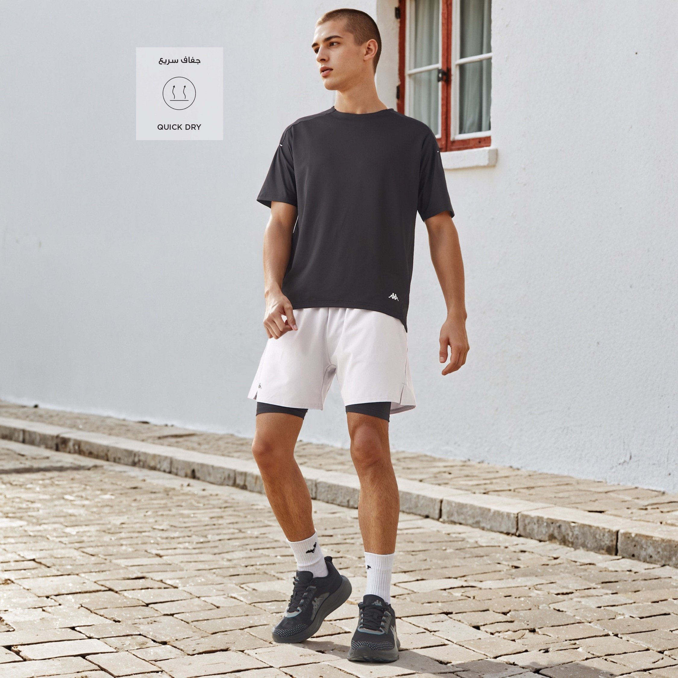 Kappa Logo Print Running Shorts with Inner Shorts-men-clothing-bottoms-shorts-image-2
