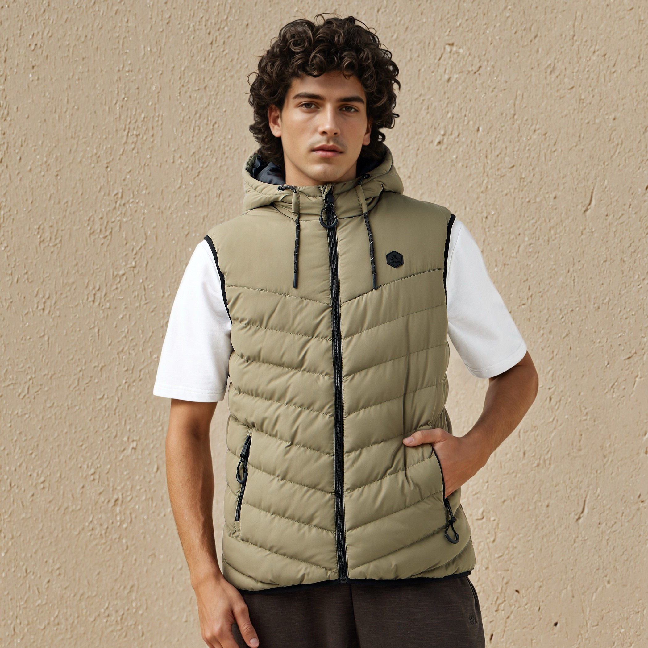 Kappa Men Sleeveless Hooded Puffer Gilet-men-clothing-jacketsandblazers-jackets-image-1
