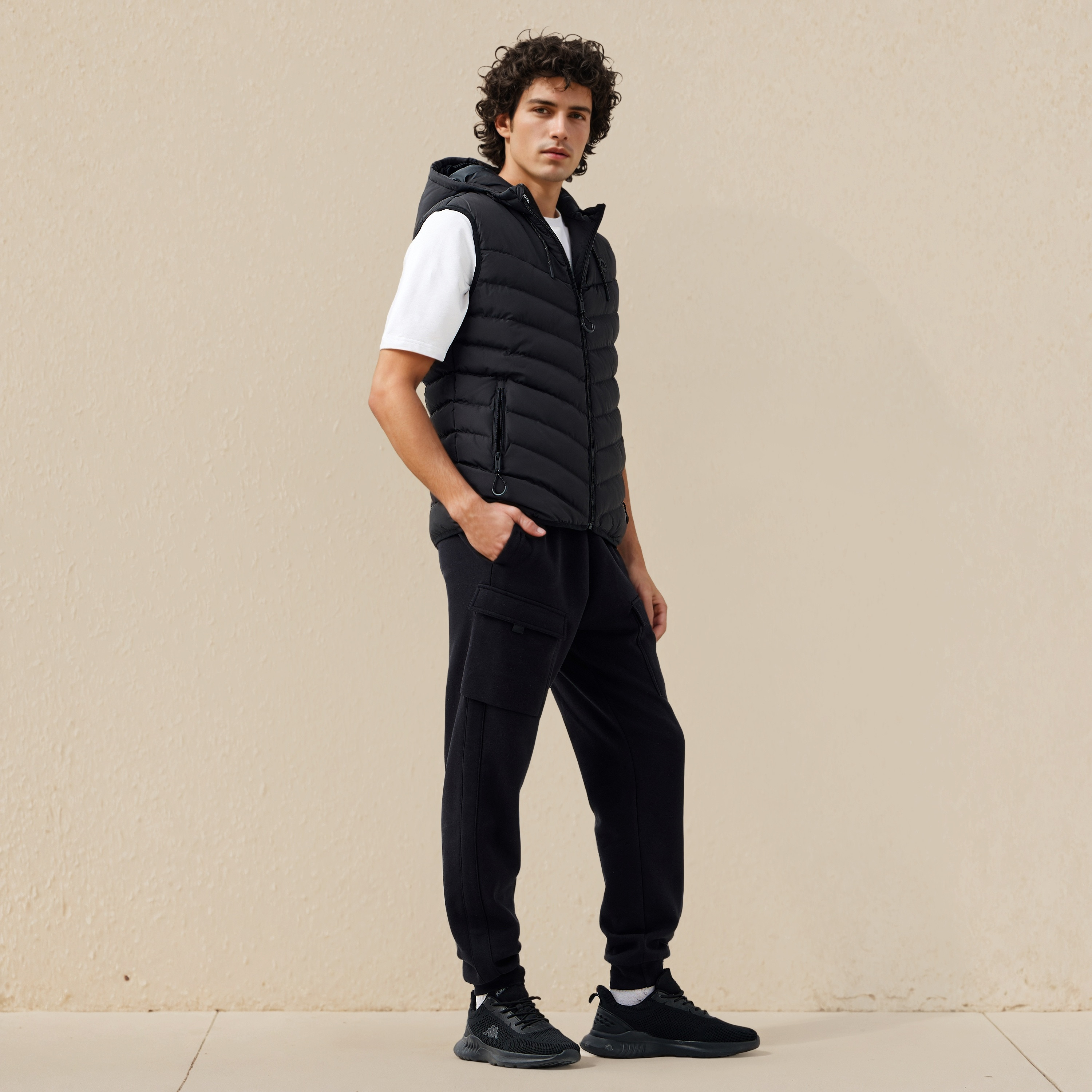 Kappa Men Sleeveless Hooded Puffer Gilet-men-clothing-jacketsandblazers-jackets-image-2