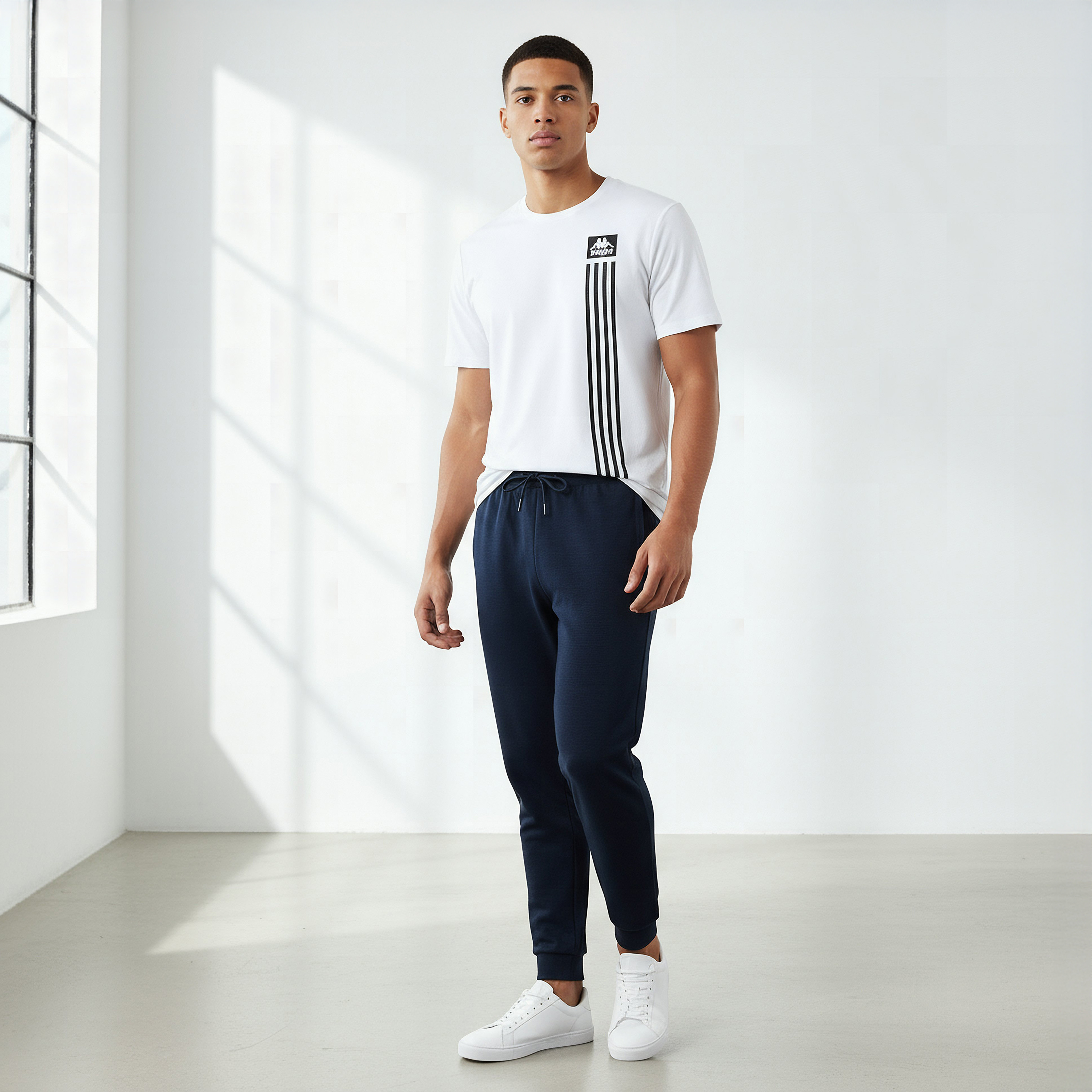 بنطلون رياضي رجالي أساسي برباط إغلاق من كابا-men-clothing-sportswearandactivewear-bottoms-joggers-image-2