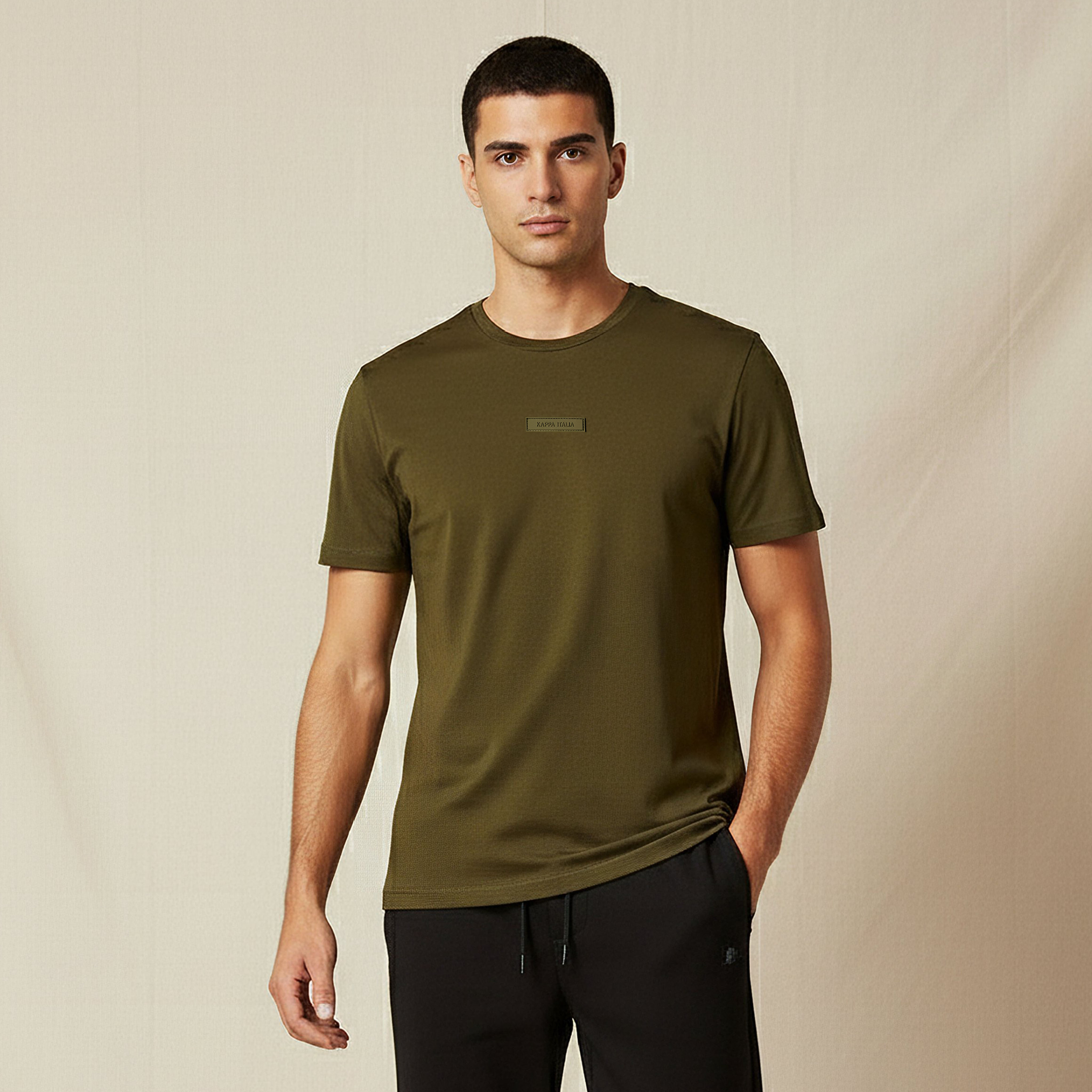 Kappa Men Regular Fit Crew Neck Short Sleeve Logo Applique T-shirt-men-clothing-sportswearandactivewear-tshirtsandpolos-image-1
