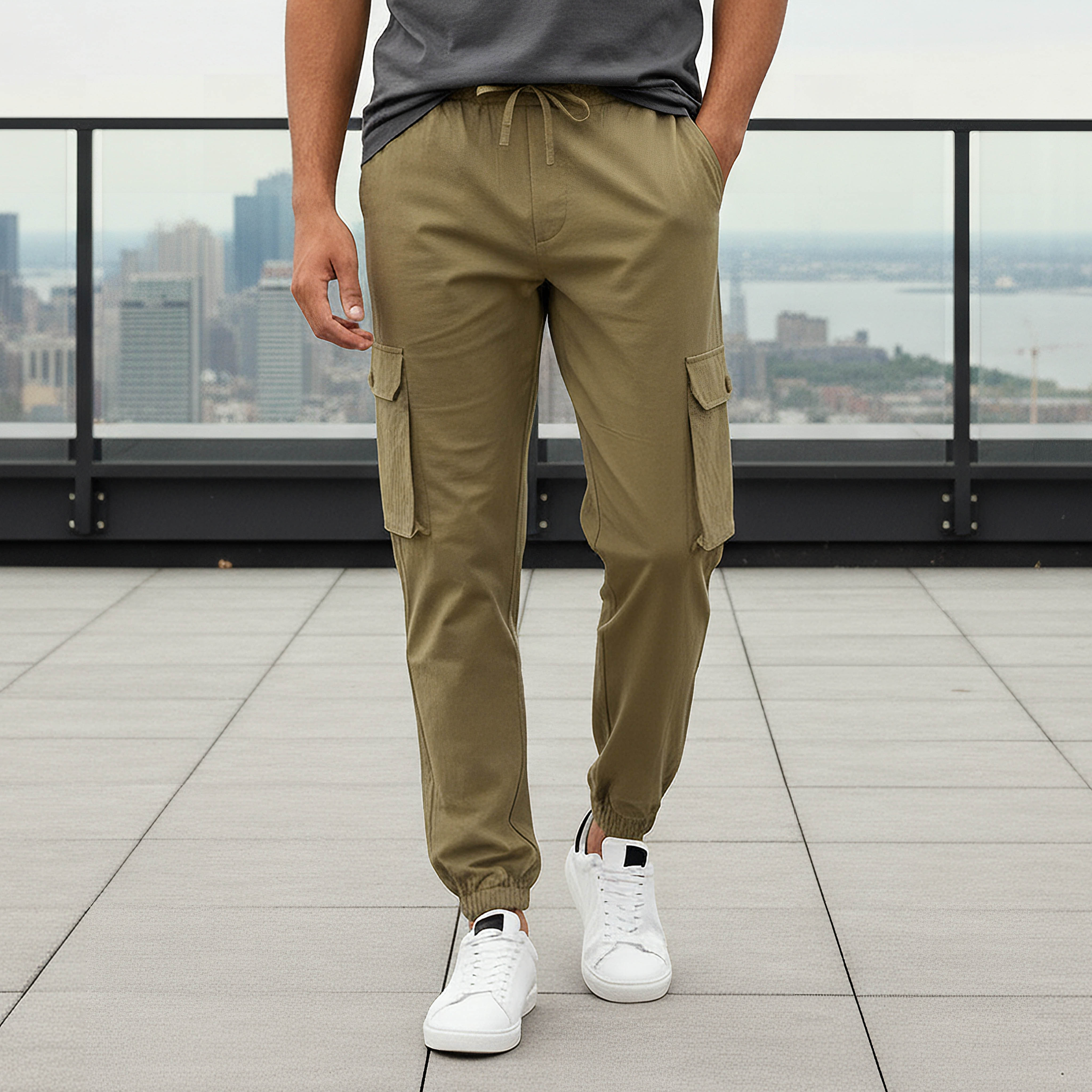 Love Pangolin Men Cargo Joggers with Pockets-men-clothing-sportswearandactivewear-tracksuits-image-1