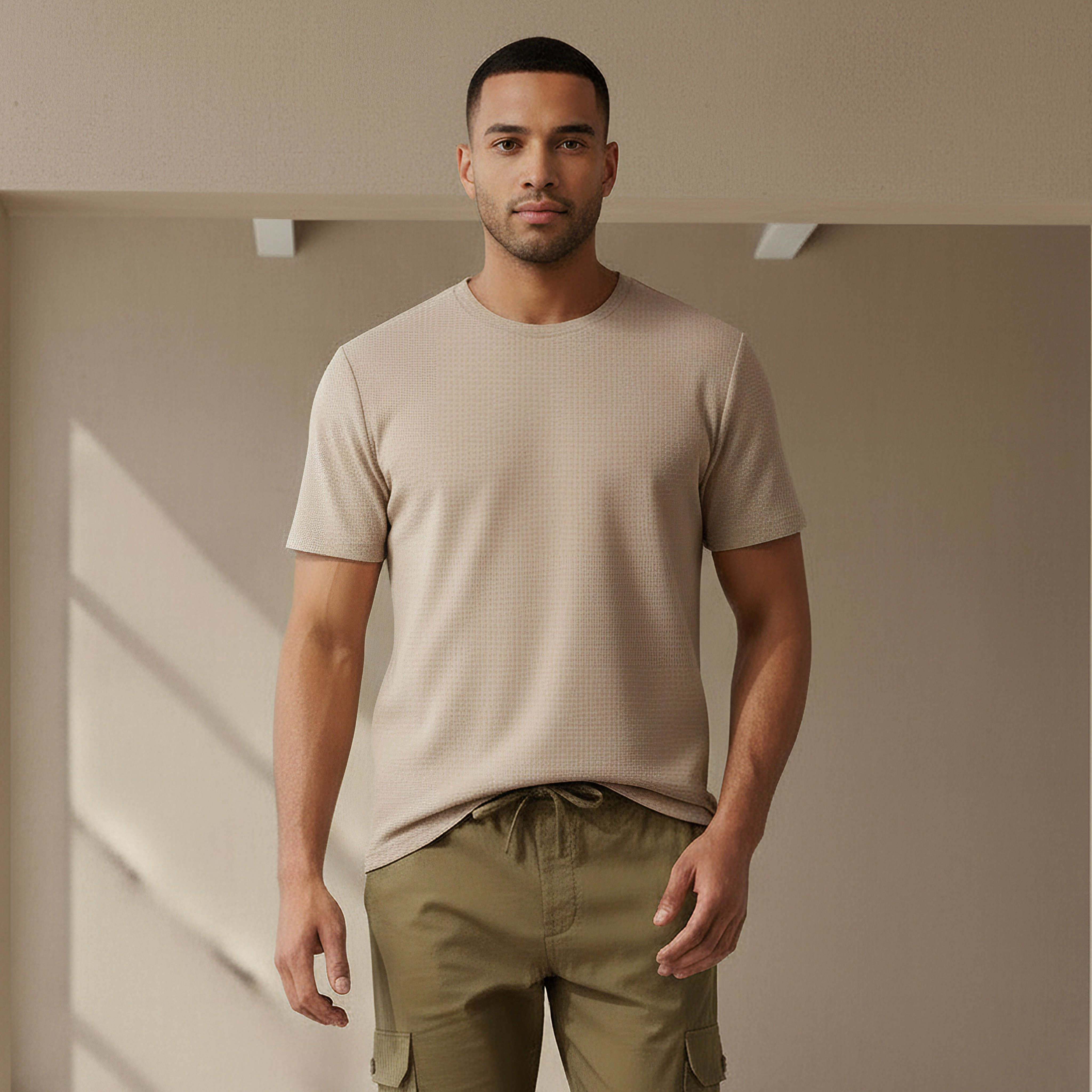 تيشيرت رجالي بملمس وافل مطّاط باتجاهين من لوف بانغولين-men-clothing-sportswearandactivewear-tshirtsandpolos-image-1