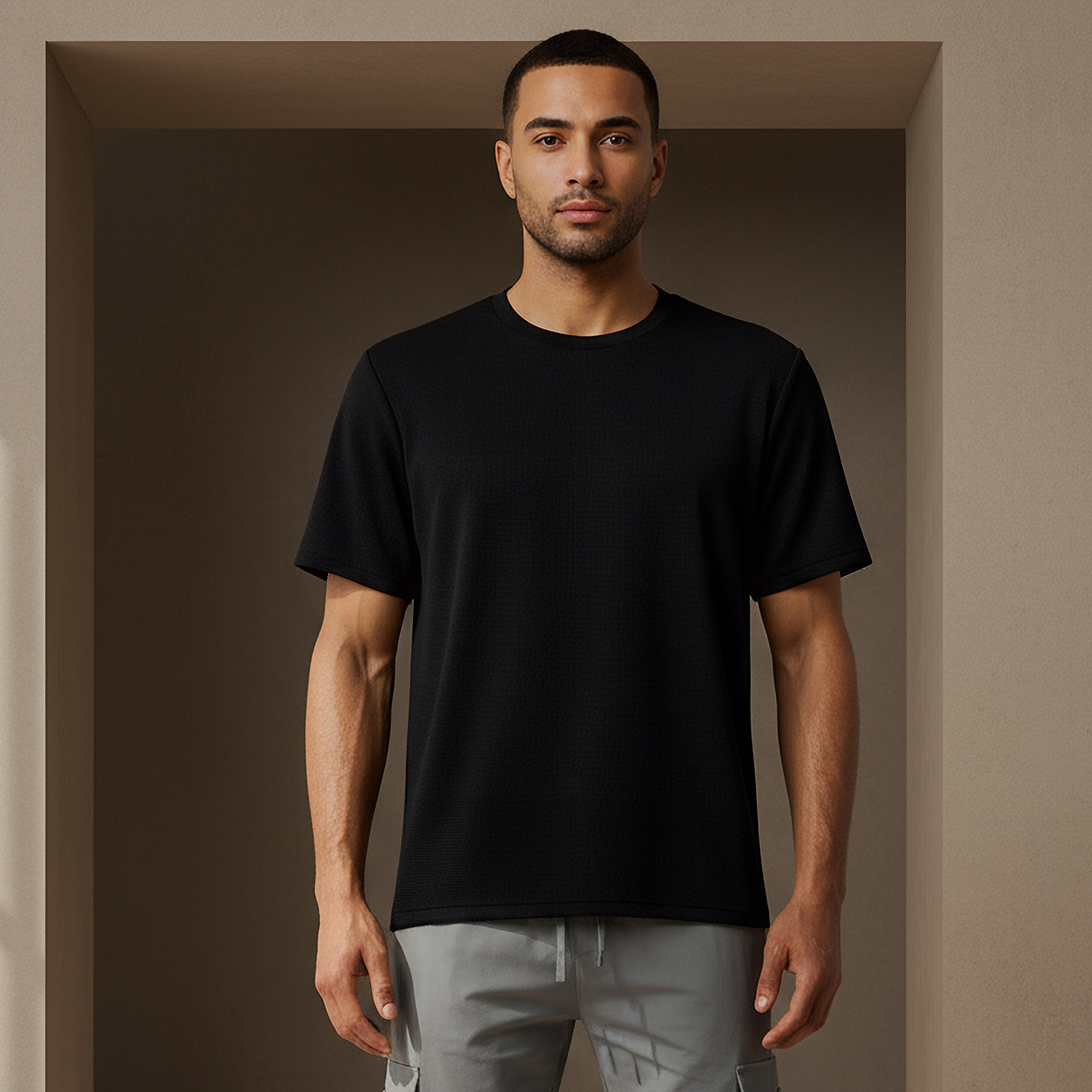 تيشيرت رجالي بملمس وافل مطّاط باتجاهين من لوف بانغولين-men-clothing-sportswearandactivewear-tshirtsandpolos-image-1