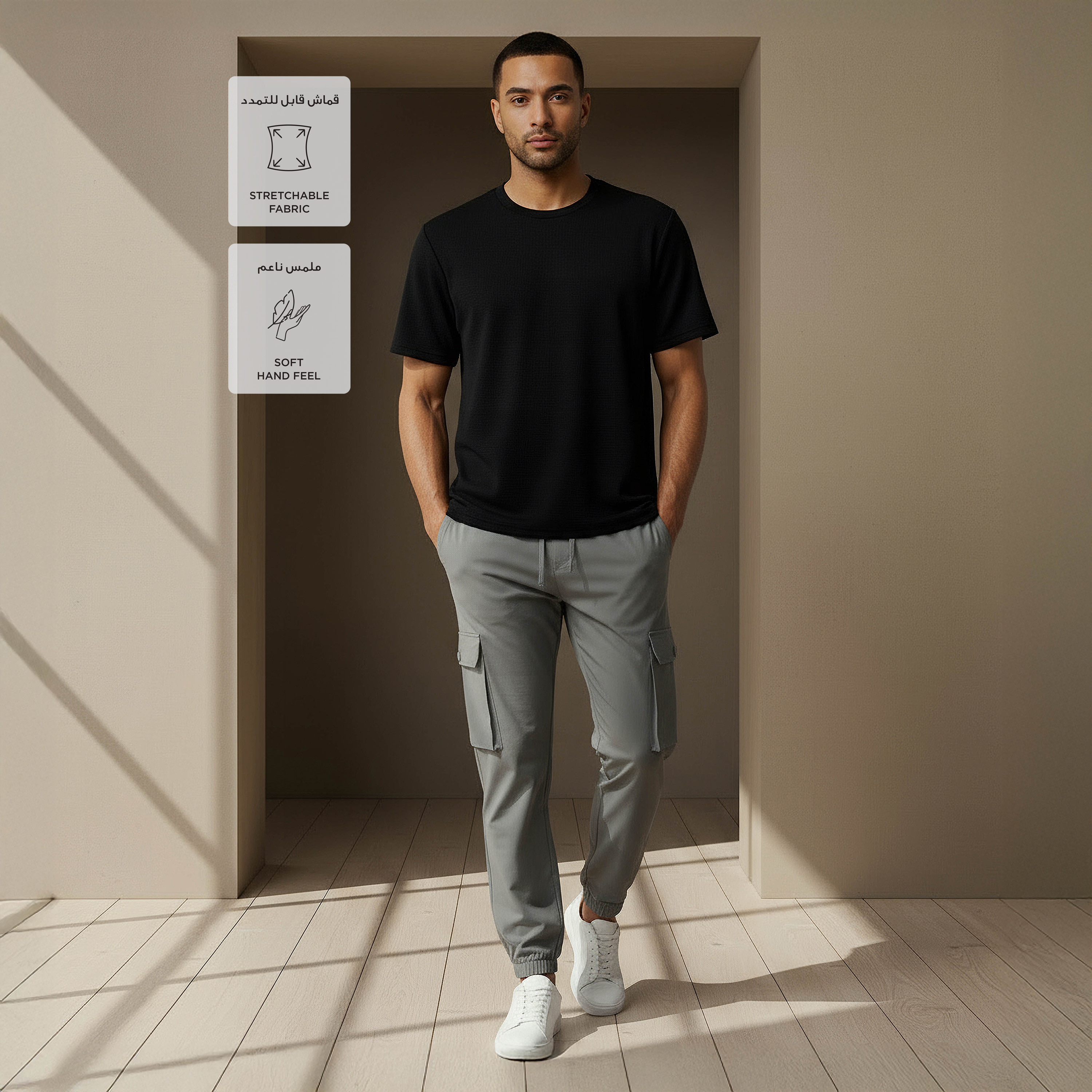 تيشيرت رجالي بملمس وافل مطّاط باتجاهين من لوف بانغولين-men-clothing-sportswearandactivewear-tshirtsandpolos-image-2