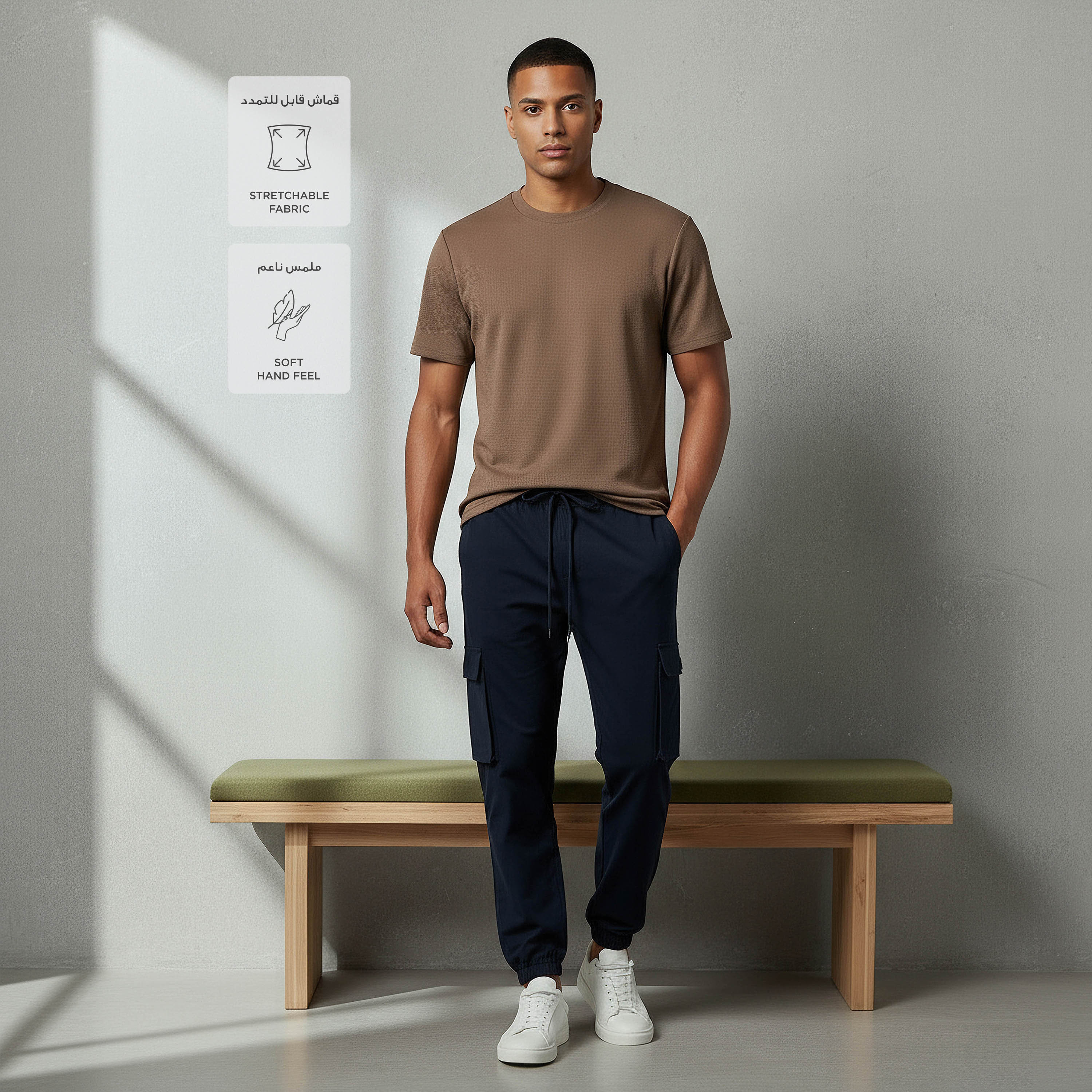 تيشيرت رجالي بملمس وافل مطّاط باتجاهين من لوف بانغولين-men-clothing-sportswearandactivewear-tshirtsandpolos-image-2