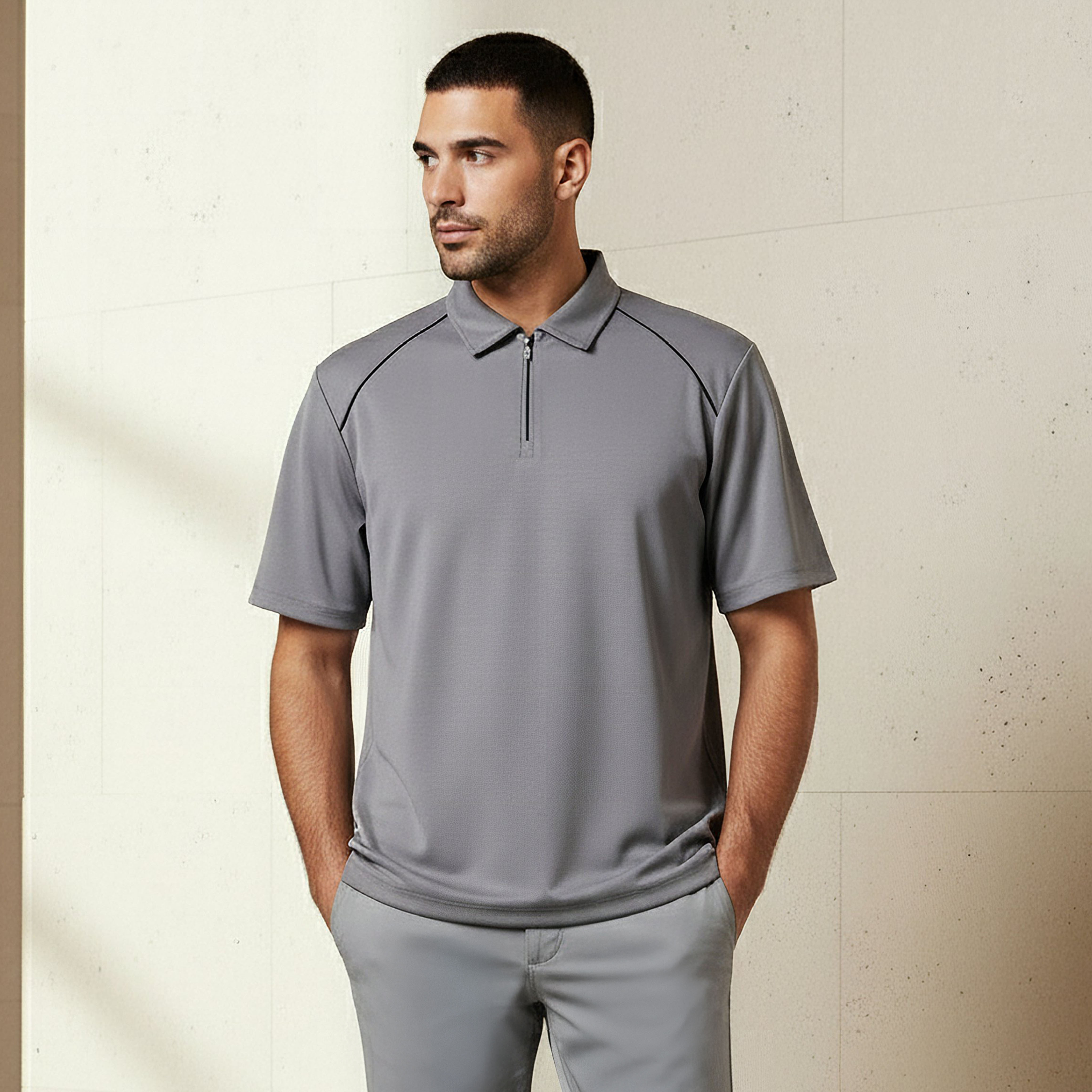 Love Pangolin Men Half Zip Polo T-shirt-men-clothing-tshirtsandpolos-polos-image-1