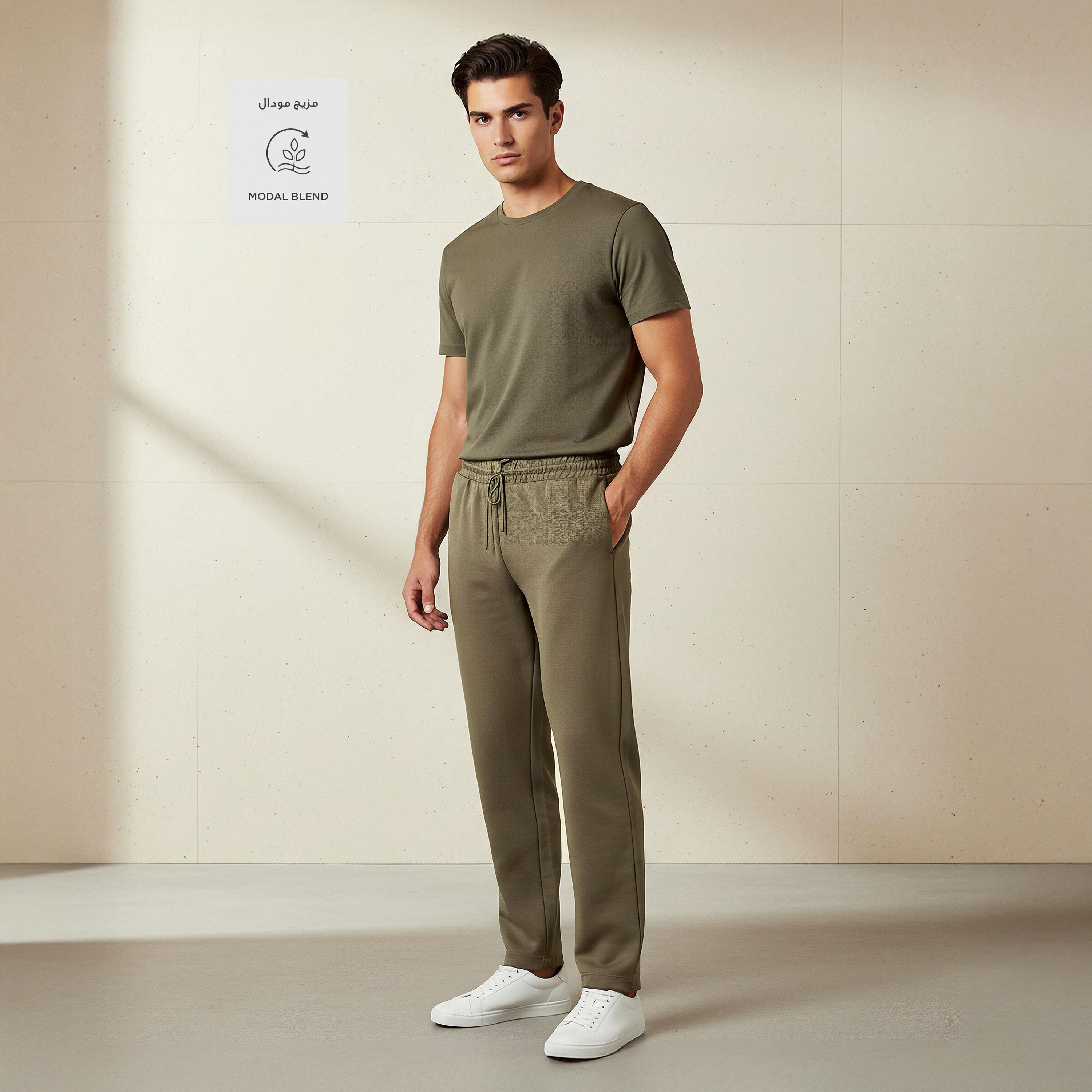 بنطلون رياضي مطاطي بقصة عادية للرجال من كابا-men-clothing-sportswearandactivewear-bottoms-joggers-image-2