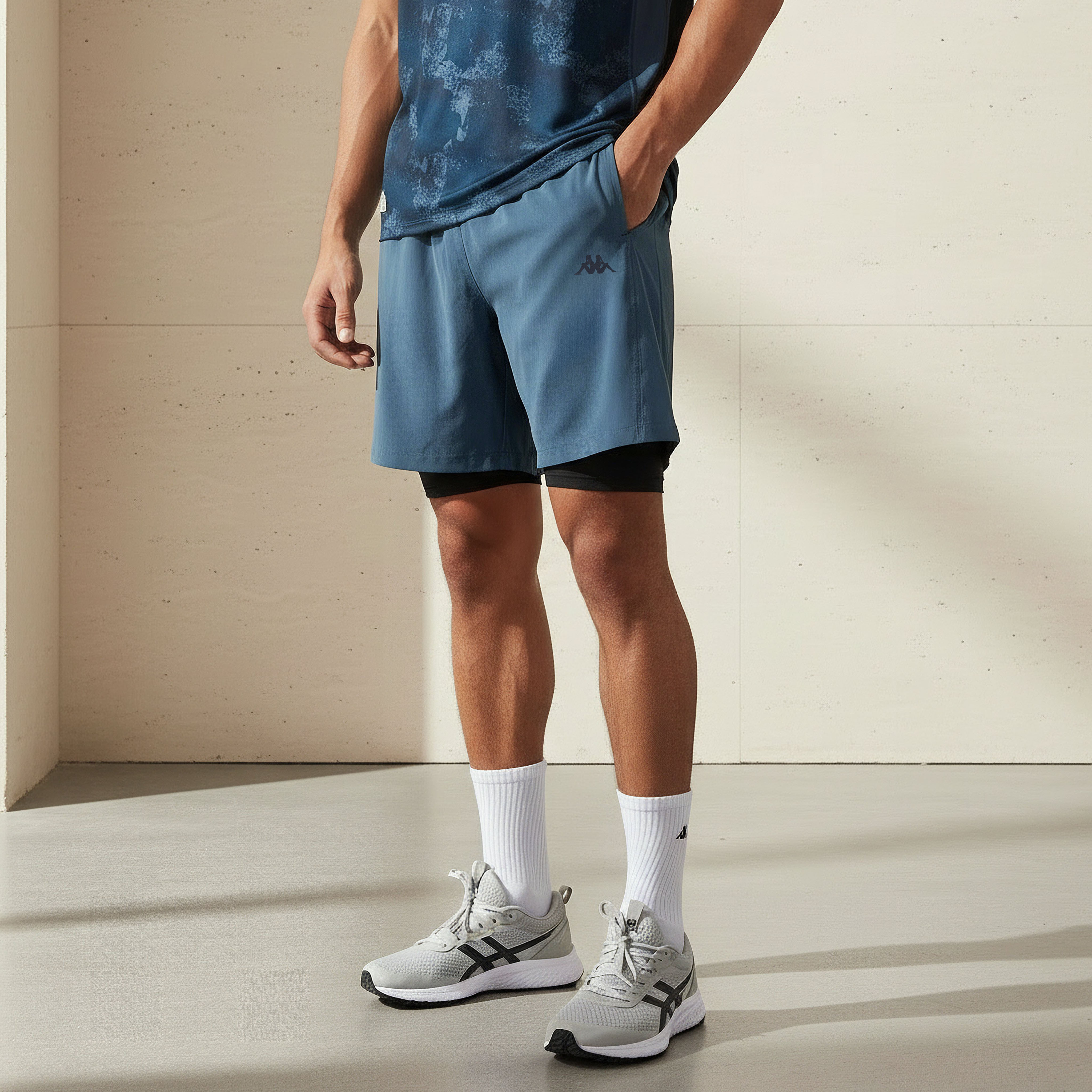Kappa Men Logo Print Dual Shorts with Inner Liner-men-clothing-bottoms-shorts-image-1