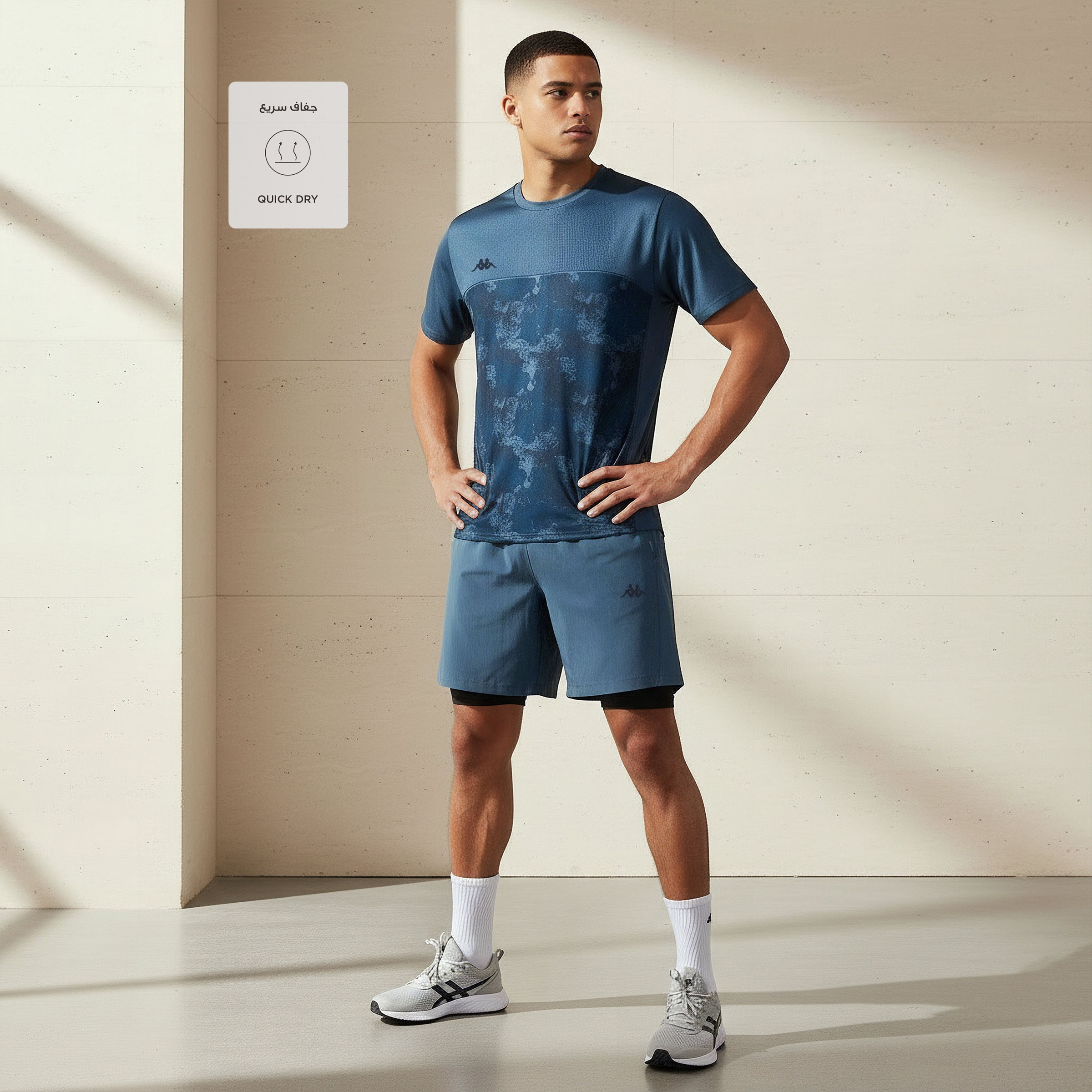 Kappa Men Logo Print Dual Shorts with Inner Liner-men-clothing-bottoms-shorts-image-2