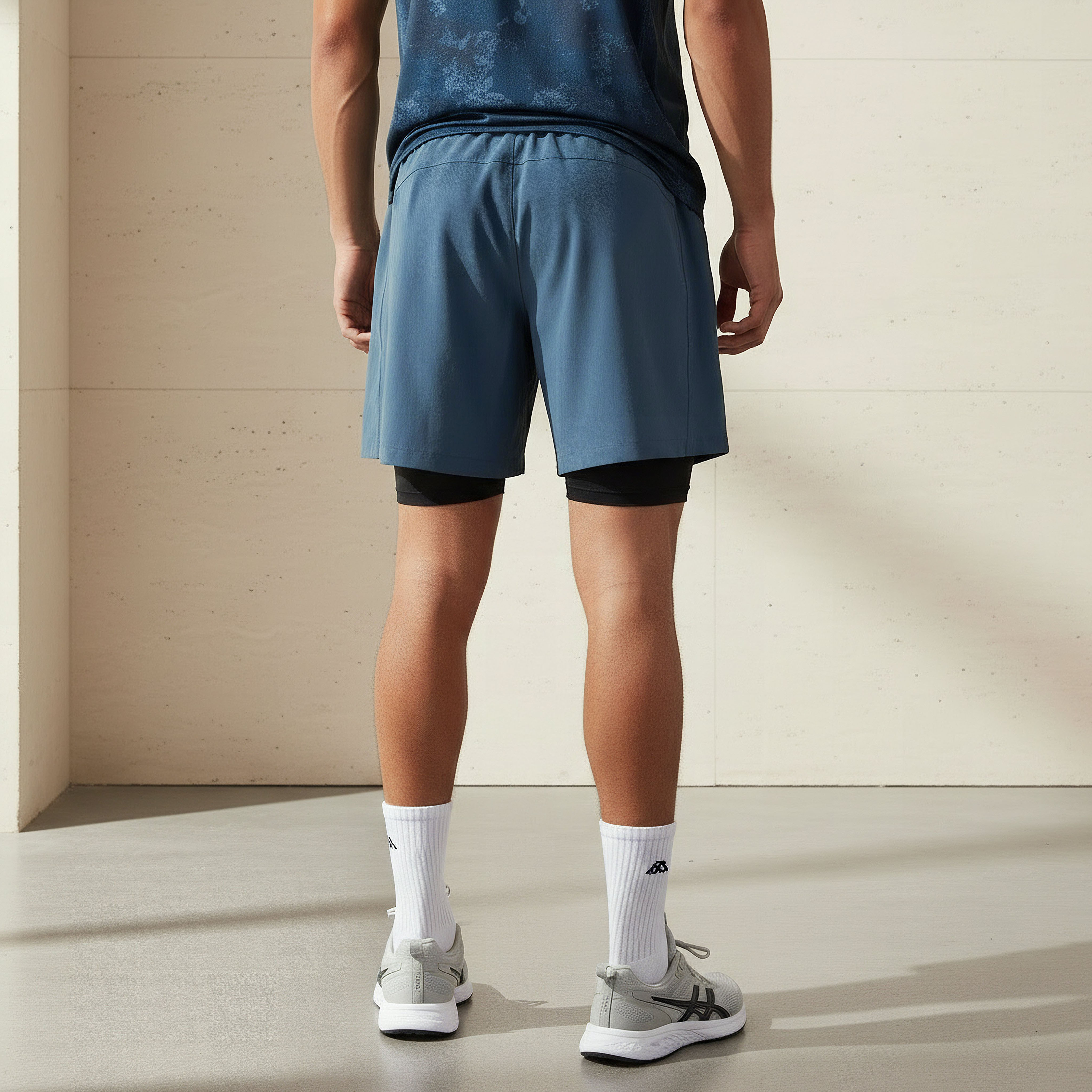 Kappa Men Logo Print Dual Shorts with Inner Liner-men-clothing-bottoms-shorts-image-3