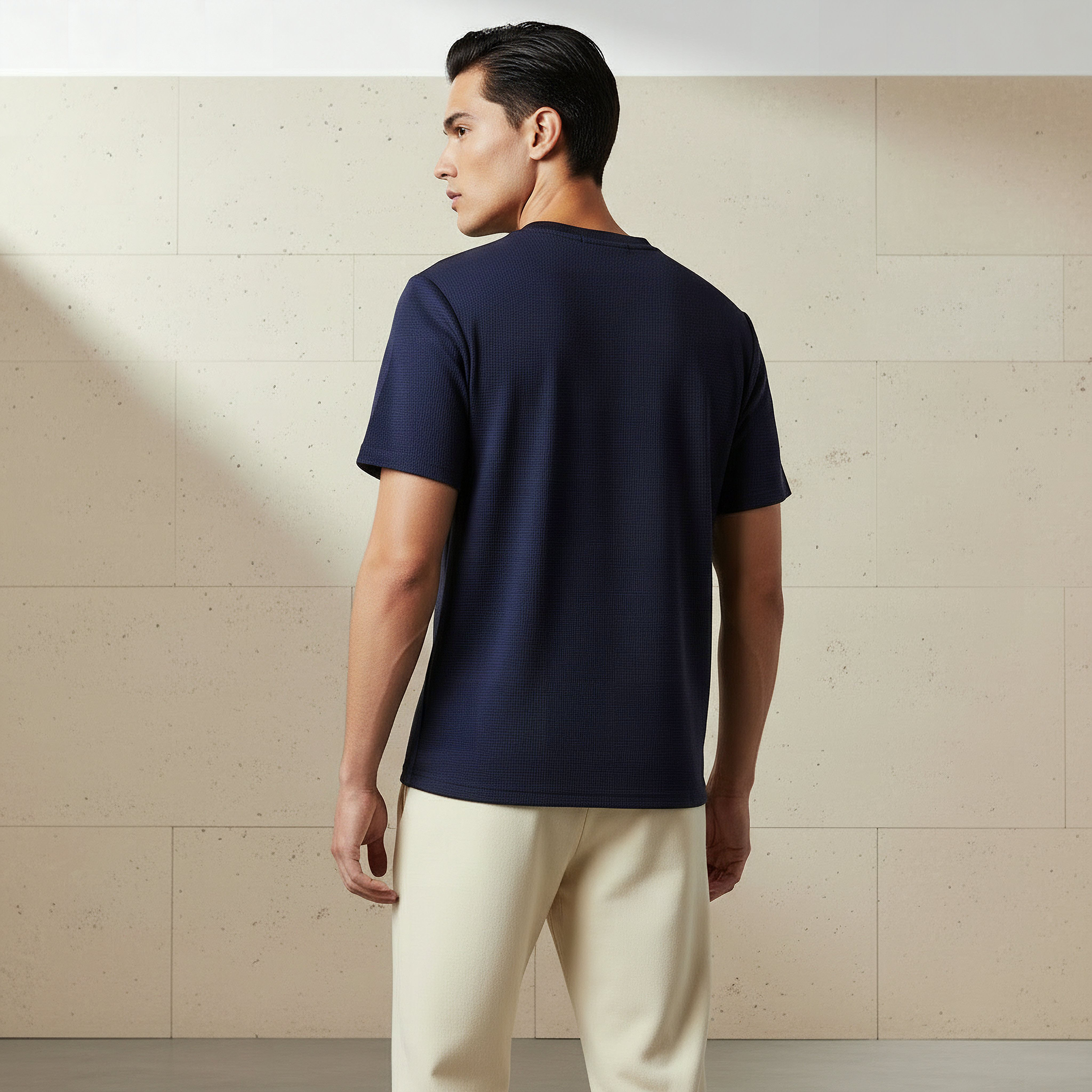 تيشيرت بنمط وافل بارز الملمس للرجال من لاف بانجولين-men-clothing-sportswearandactivewear-tshirtsandpolos-image-3