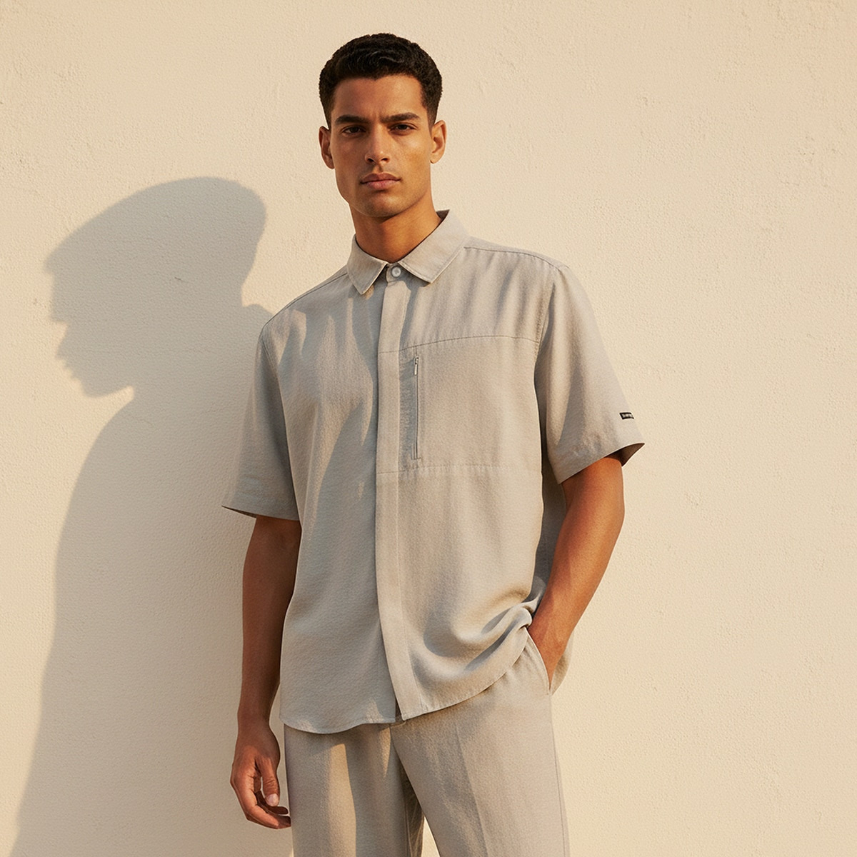 قميص بقصّة مريحة وياقة عادية وأكمام قصيرة من لاف بانجولين-men-clothing-shirts-image-1