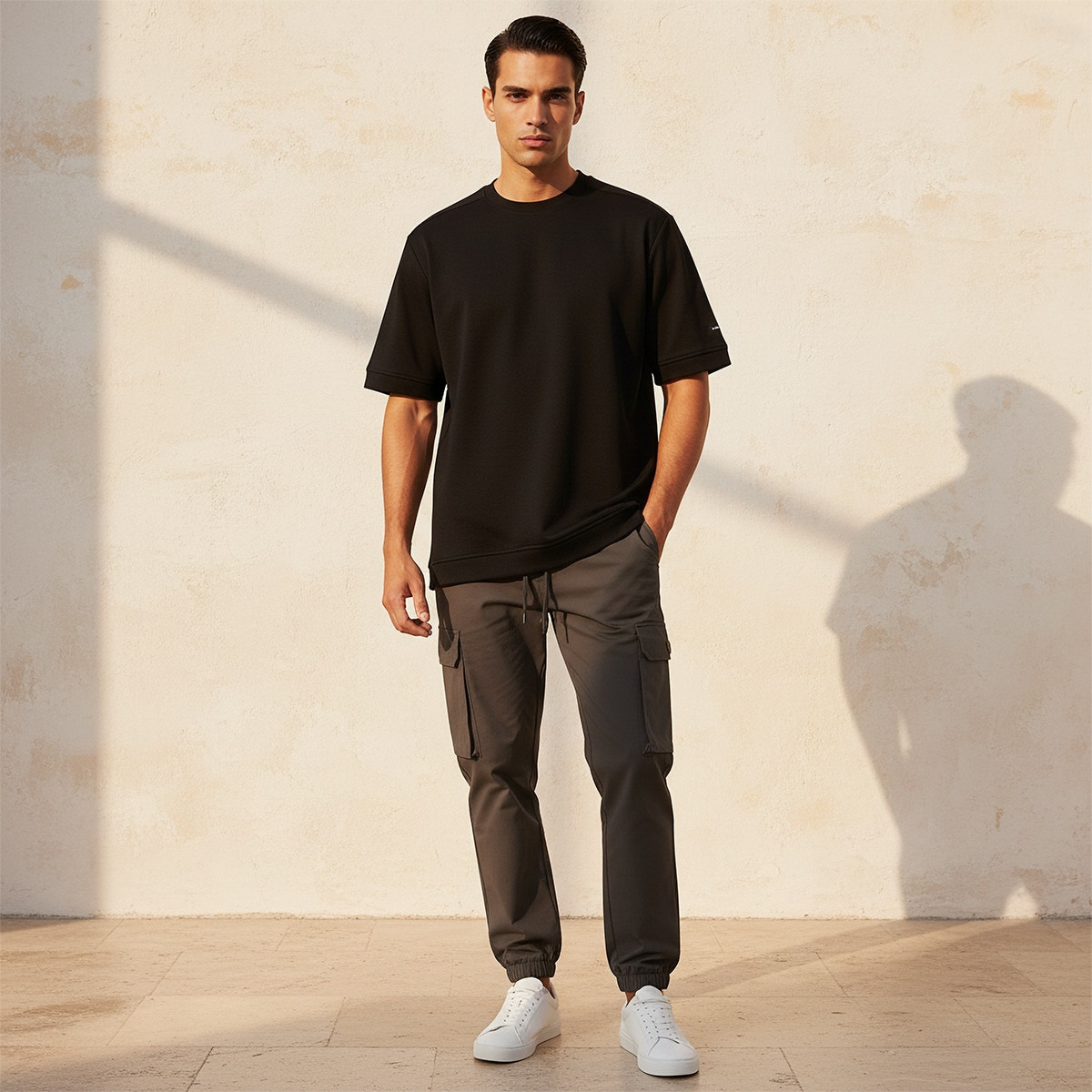 تيشيرت بلون موحد قابل للتمدد في اتجاهين من لاف بانجولين-men-clothing-sportswearandactivewear-tshirtsandpolos-image-3