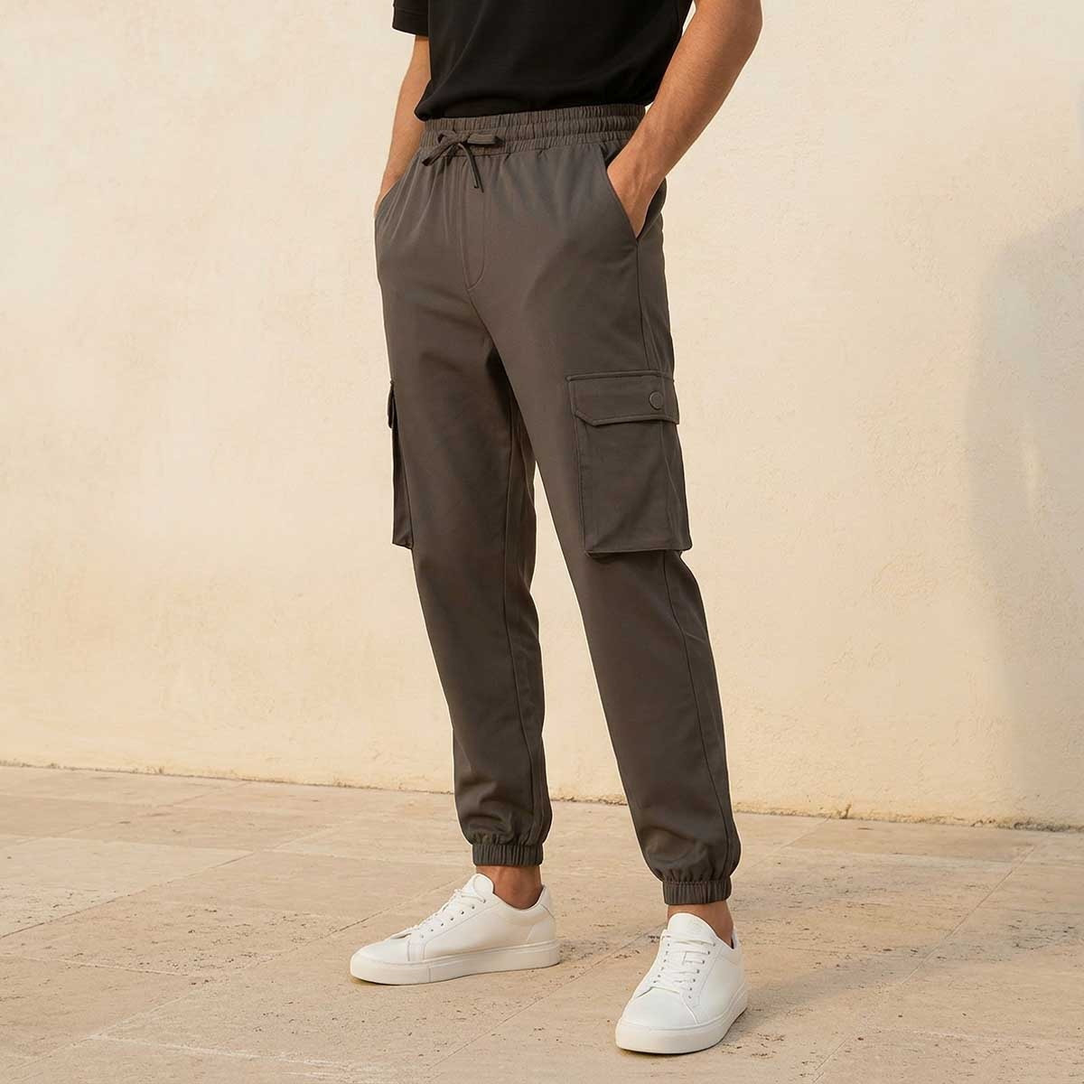 Love Pangolin Drawstring Waist Cargo Joggers-men-clothing-sportswearandactivewear-bottoms-joggers-image-1