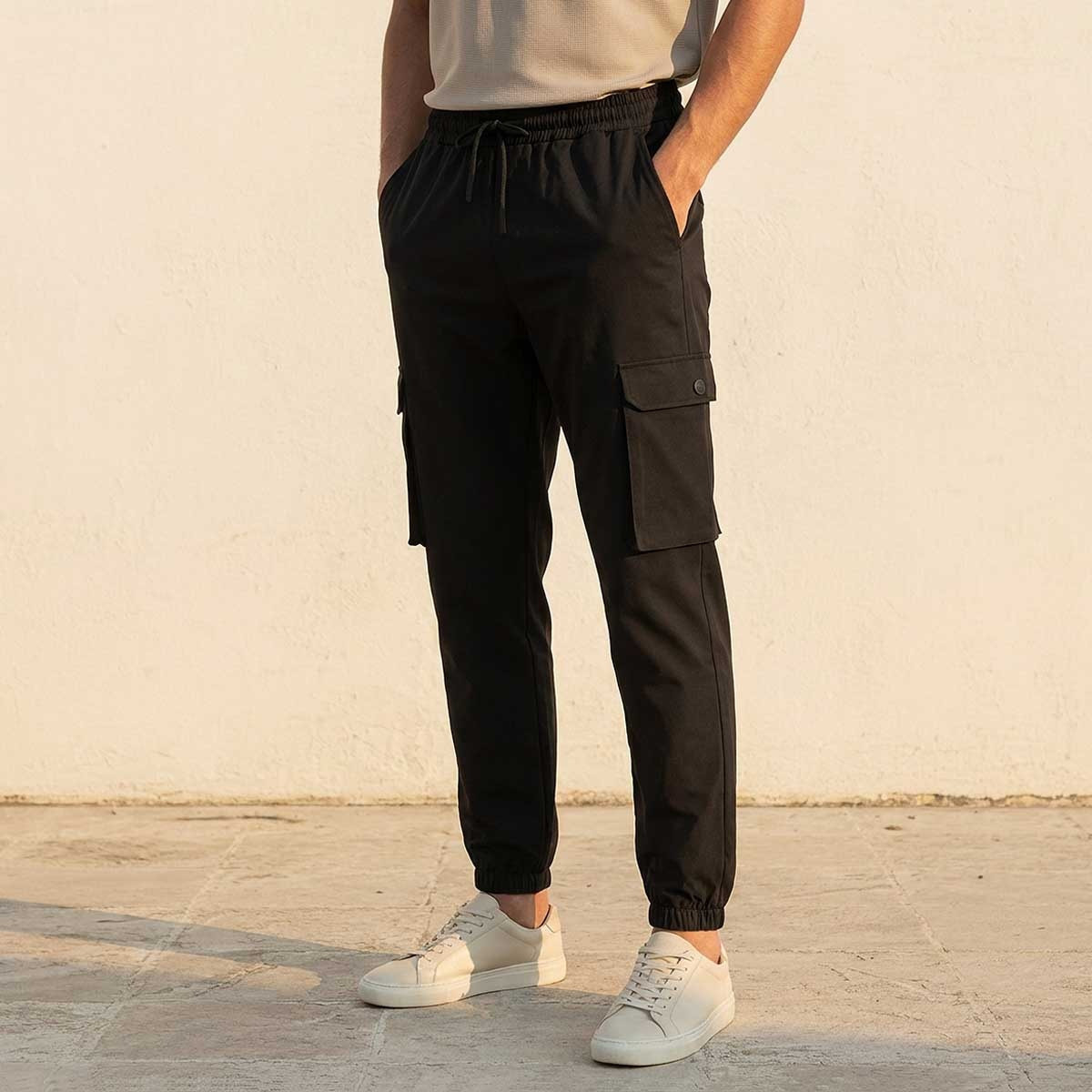Love Pangolin Drawstring Waist Cargo Joggers-men-clothing-sportswearandactivewear-bottoms-joggers-image-1